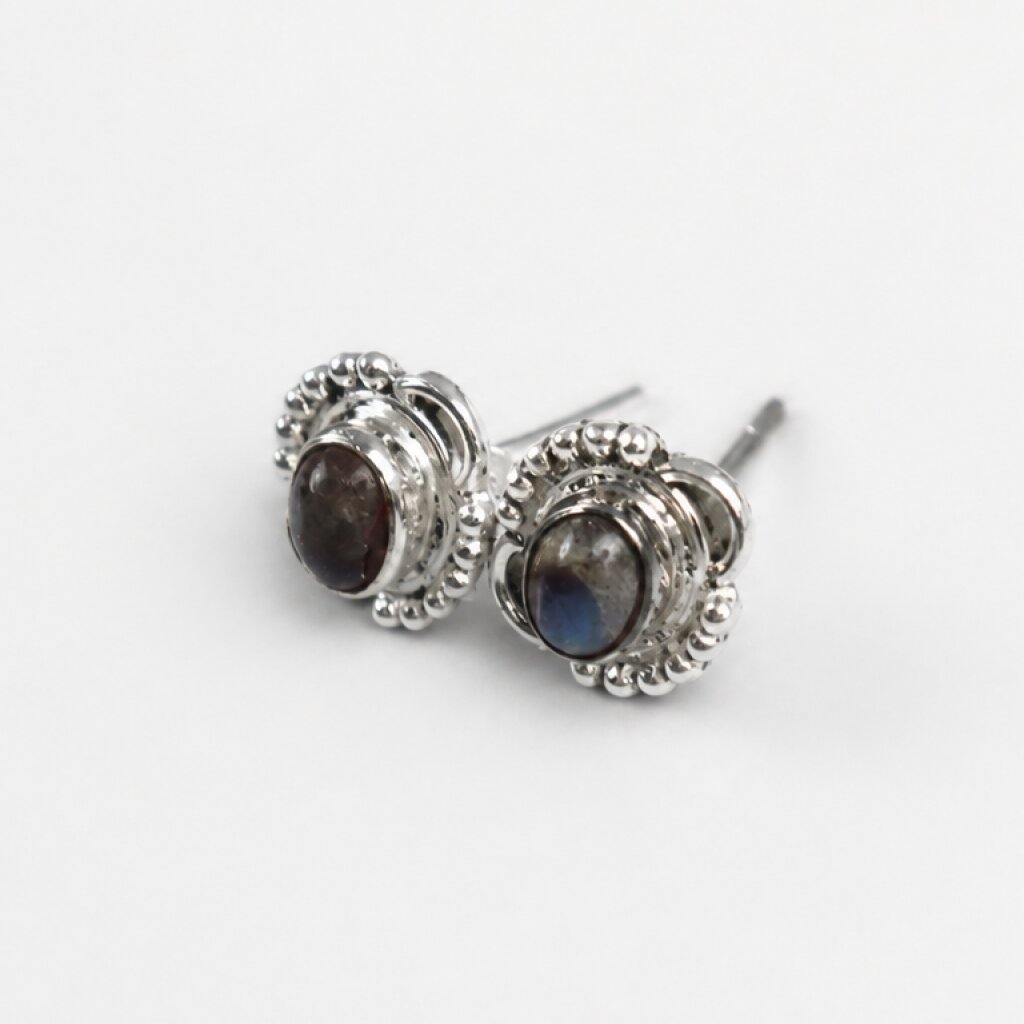 green blue Labradorite oval 925 Sterling Silver Earrings 13 mm