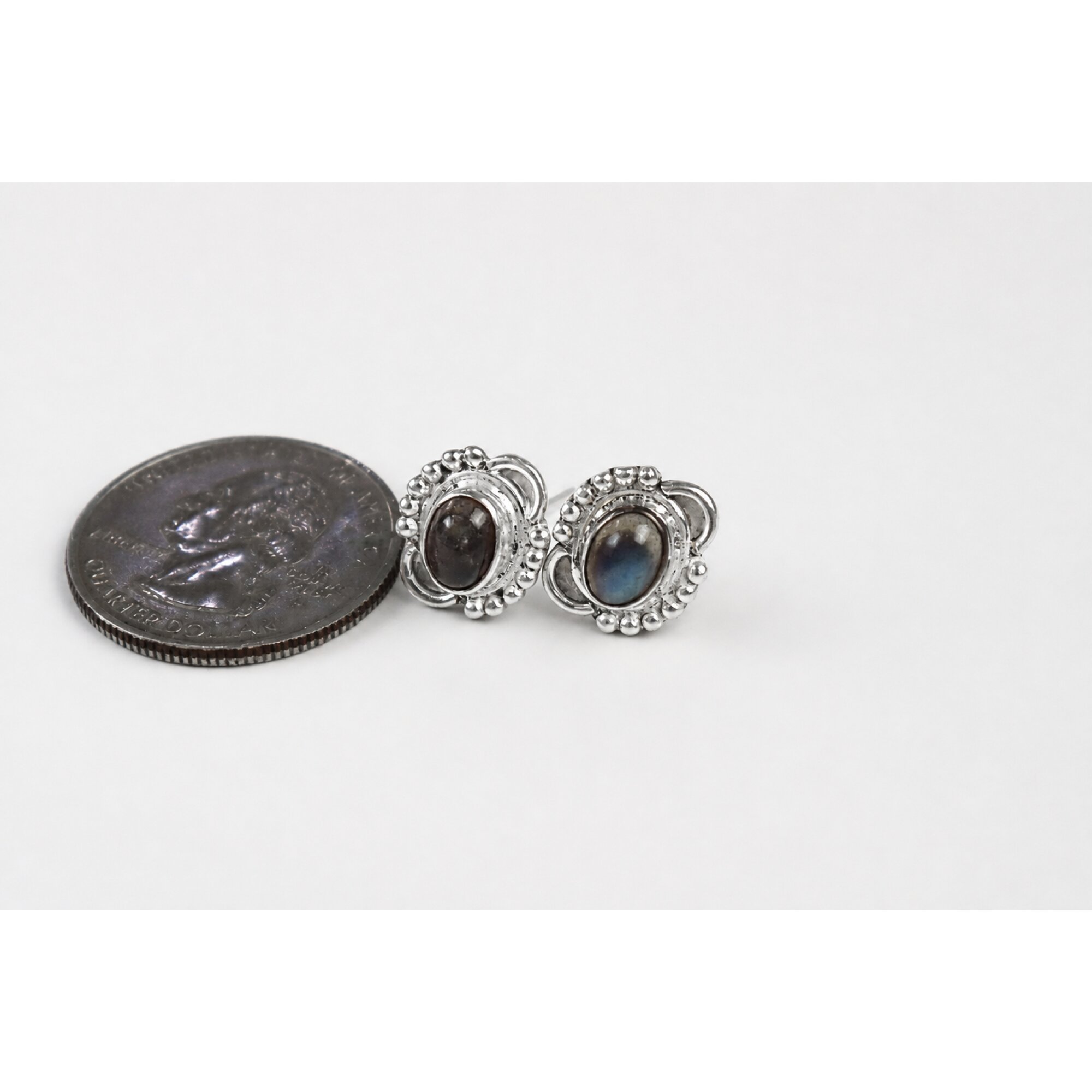 green blue Labradorite oval 925 Sterling Silver Earrings 13 mm – photo 8