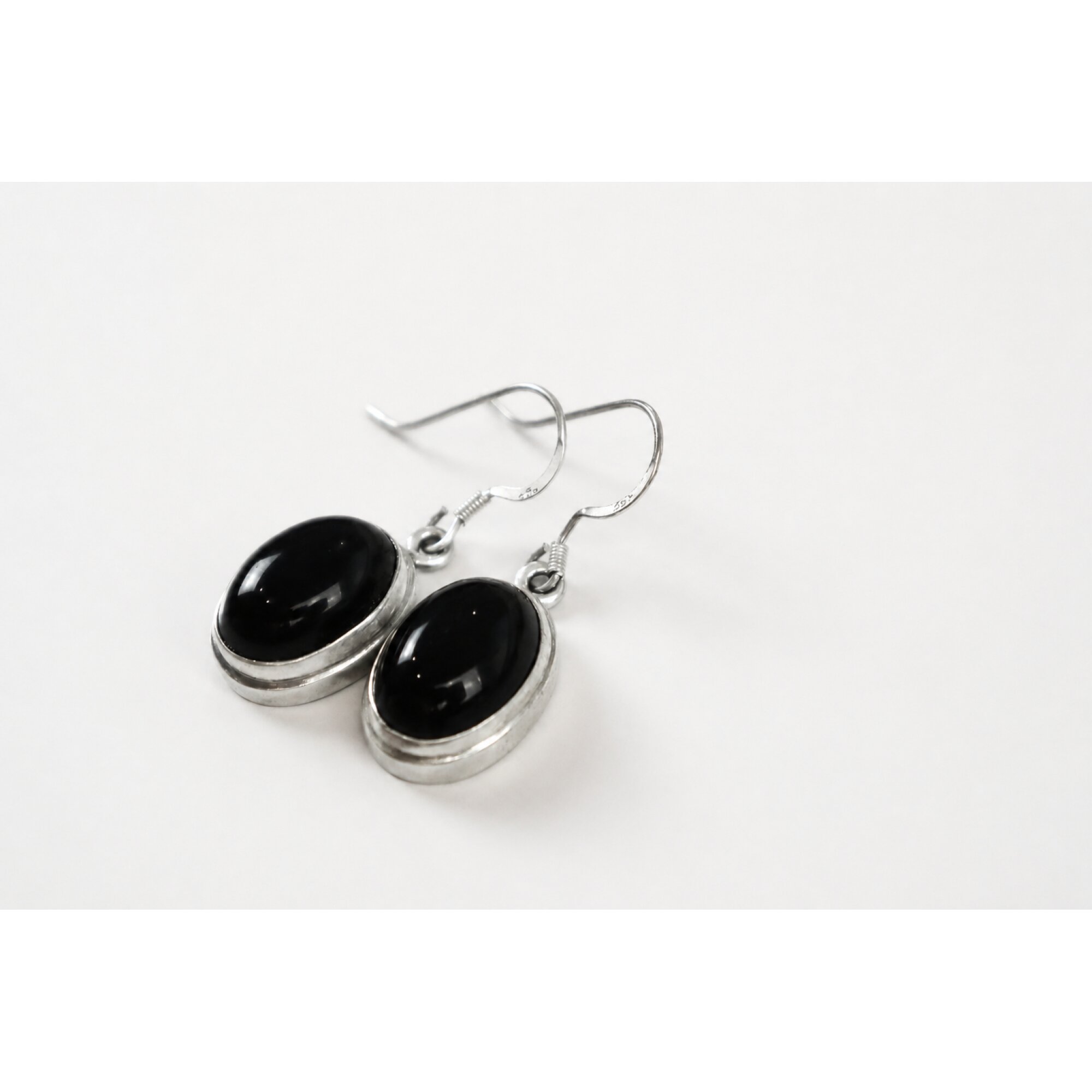 black onyx oval 925 Sterling Silver Earrings 34 mm – photo 3