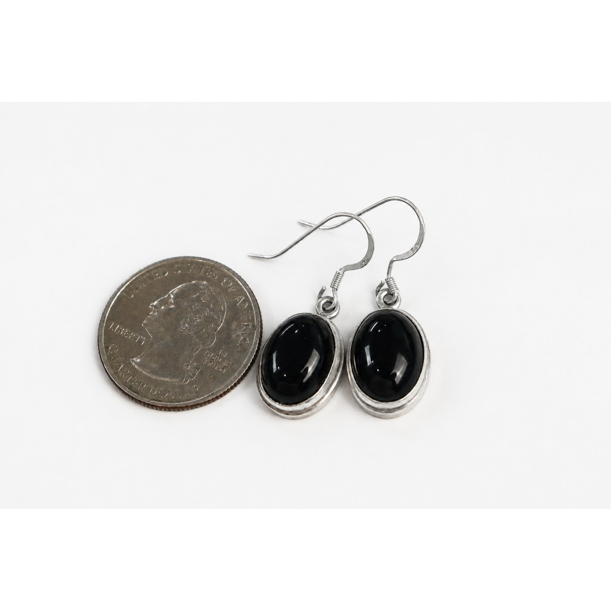 black onyx oval 925 Sterling Silver Earrings 34 mm – photo 4