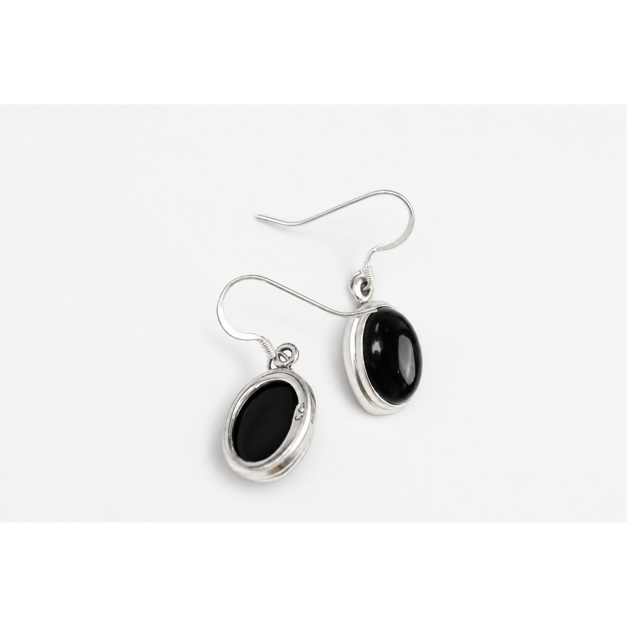 black onyx oval 925 Sterling Silver Earrings 34 mm – photo 5