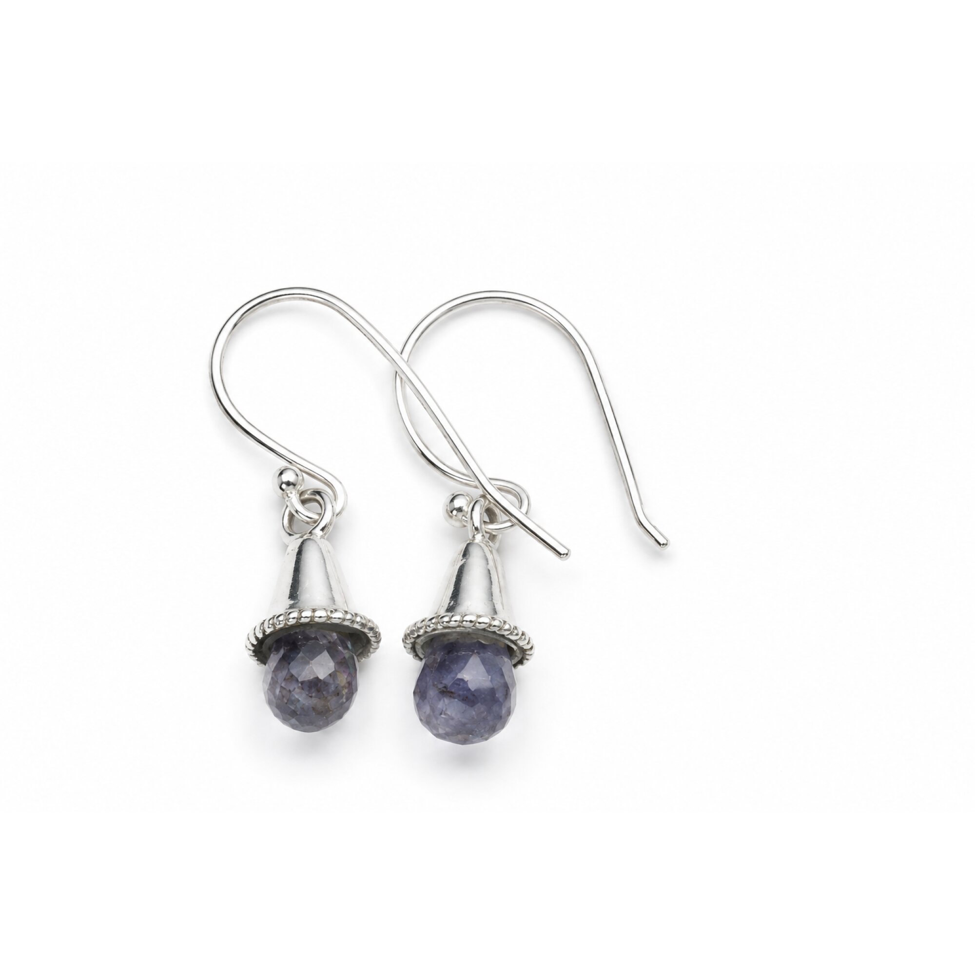 Clear blue purple Iolite pear 925 Sterling Silver Earrings 29 mm – photo 7