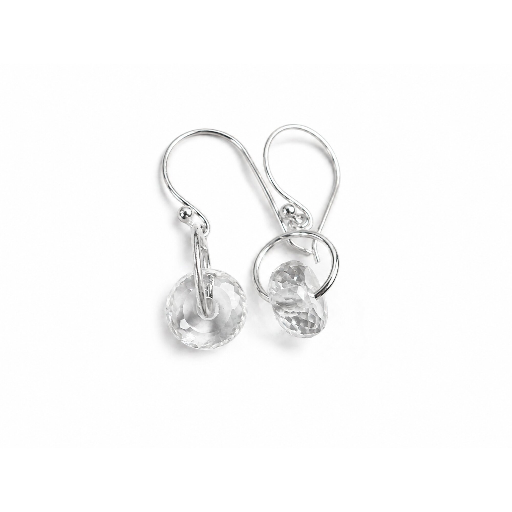 Clear white topaz Doughnut 925 Sterling Silver Earrings 33 mm – photo 2