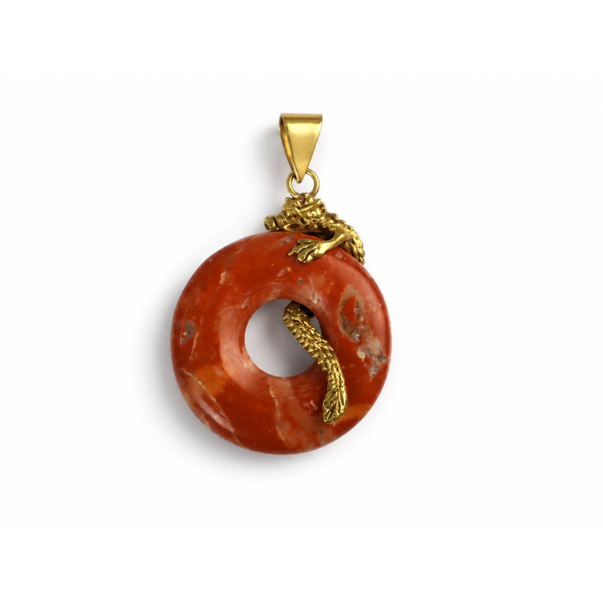 doughnut red jasper dragon Bronze Pendant 51 mm – photo 4