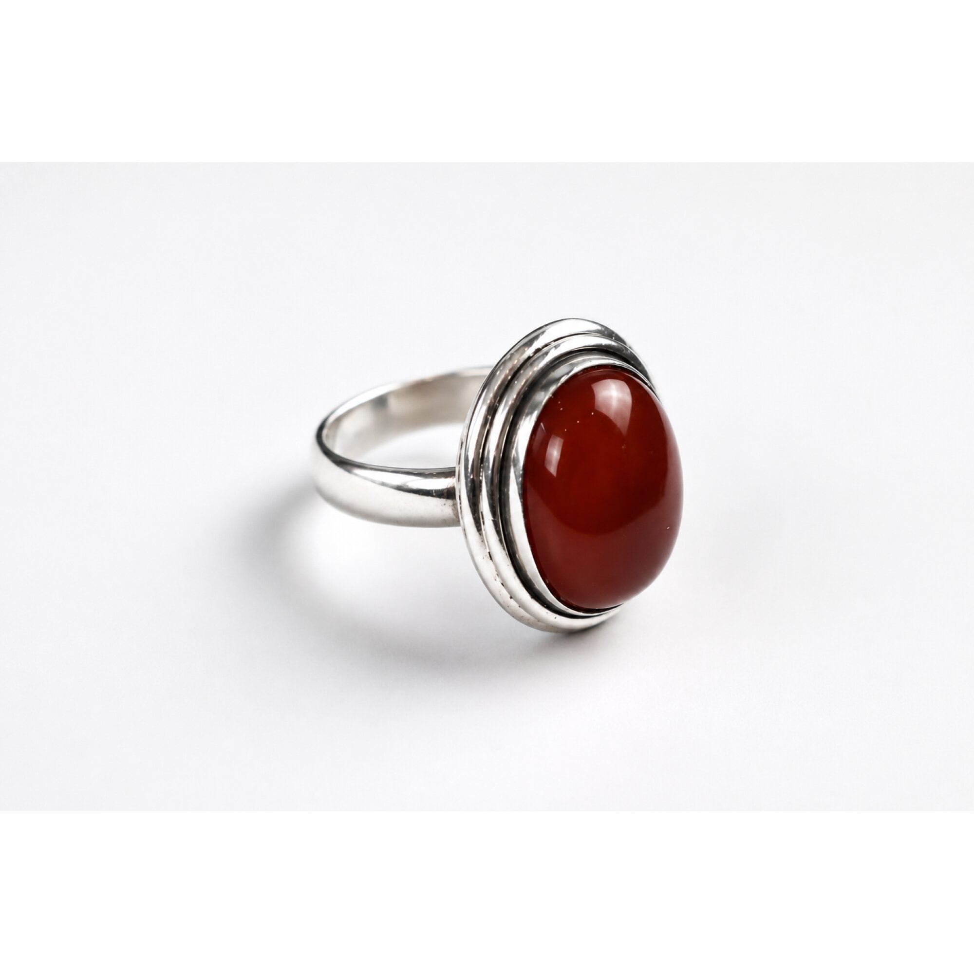 brown red Carnelian oval 925 Sterling Silver Ring Size -2.00 – photo 2