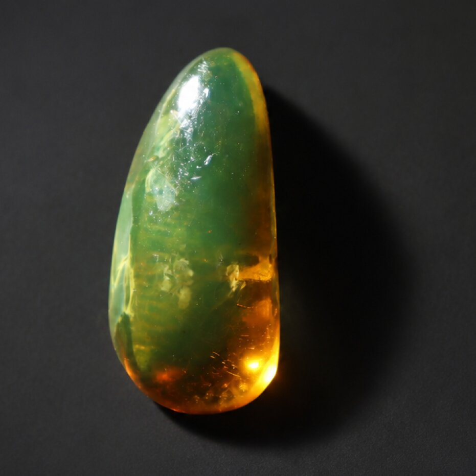 Clear olive green Natural Dominican Amber teardrop Polished Stone 16 mm