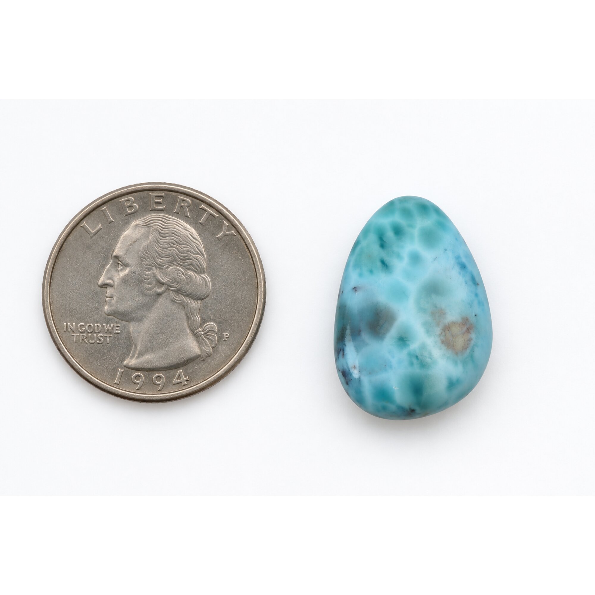 light blue Natural Dominican Larimar pear Polished Stone 29 mm – photo 2