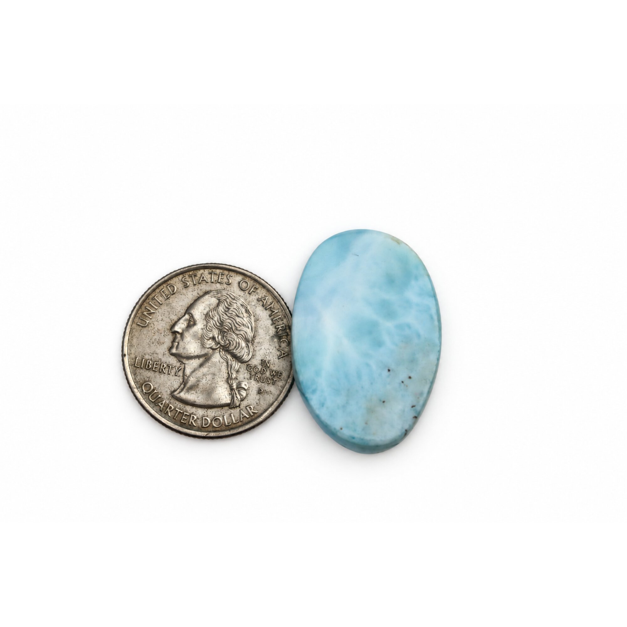Genuine Sky Blue Larimar Oval Stone 30mm – photo 4