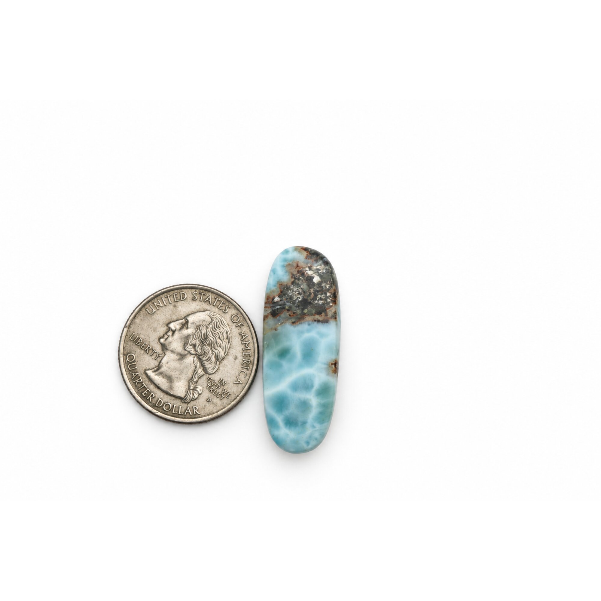 Genuine Sky Blue Larimar Oval Stone 35mm – photo 4