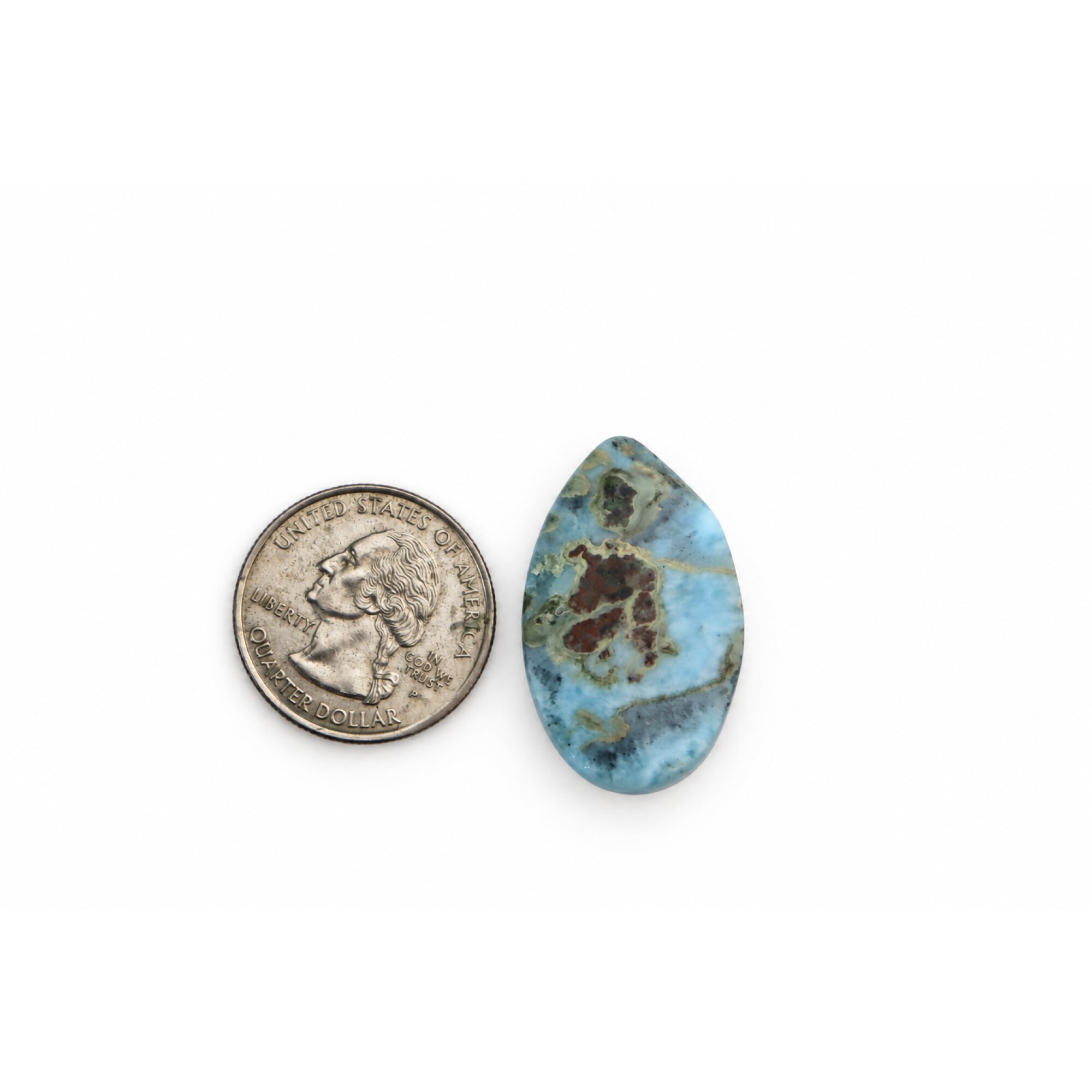 Handcrafted Polished: Natural Dominican Larimar Cabochon 33mm – photo 2