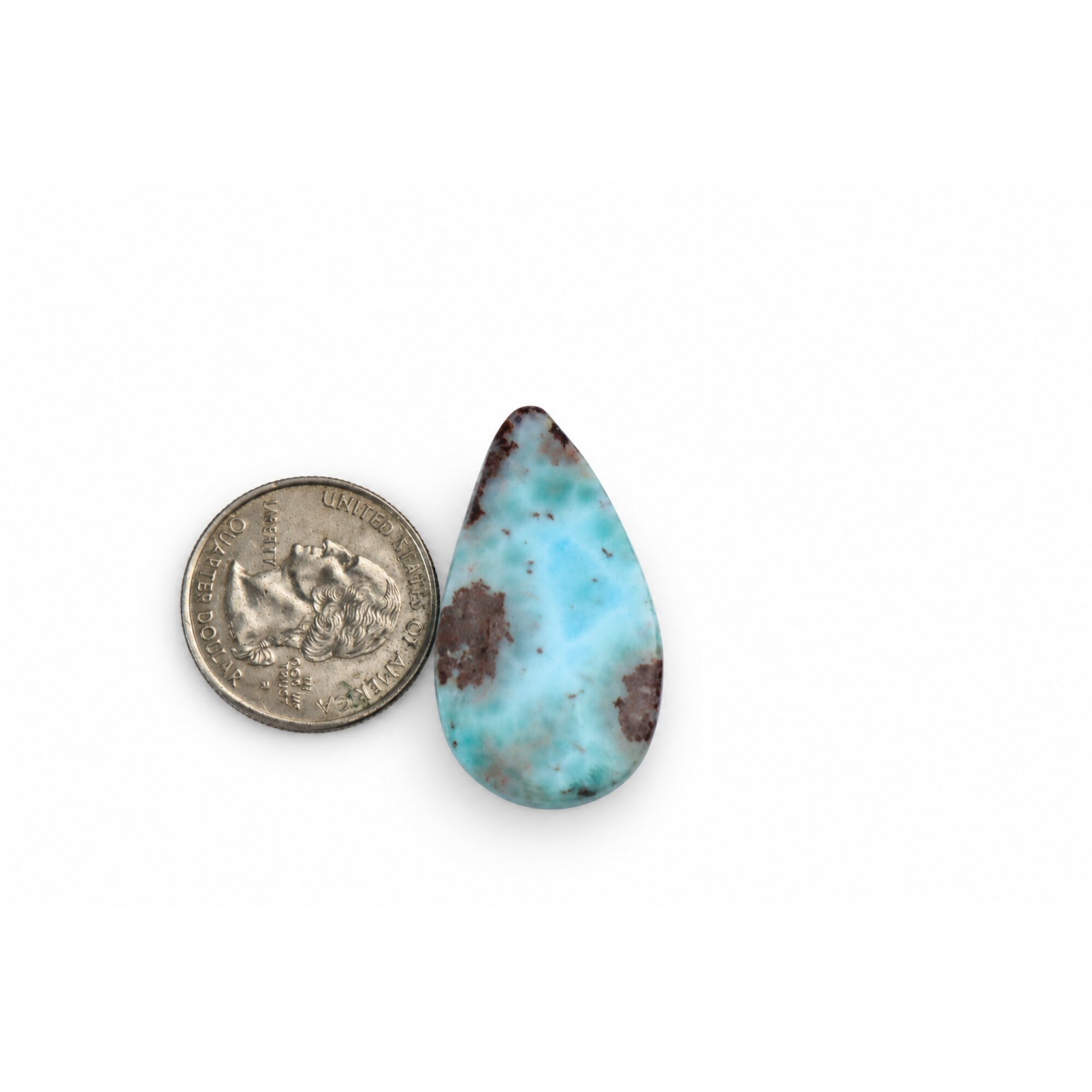 Handcrafted Polished: Natural Dominican Larimar Cabochon 36mm – photo 4