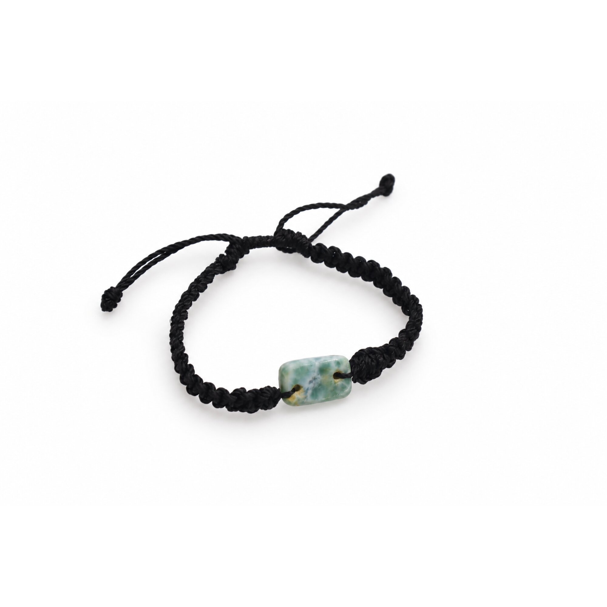 Artisan crafted sea blue Dominican Larimar macrame bracelet 18mm – photo 4