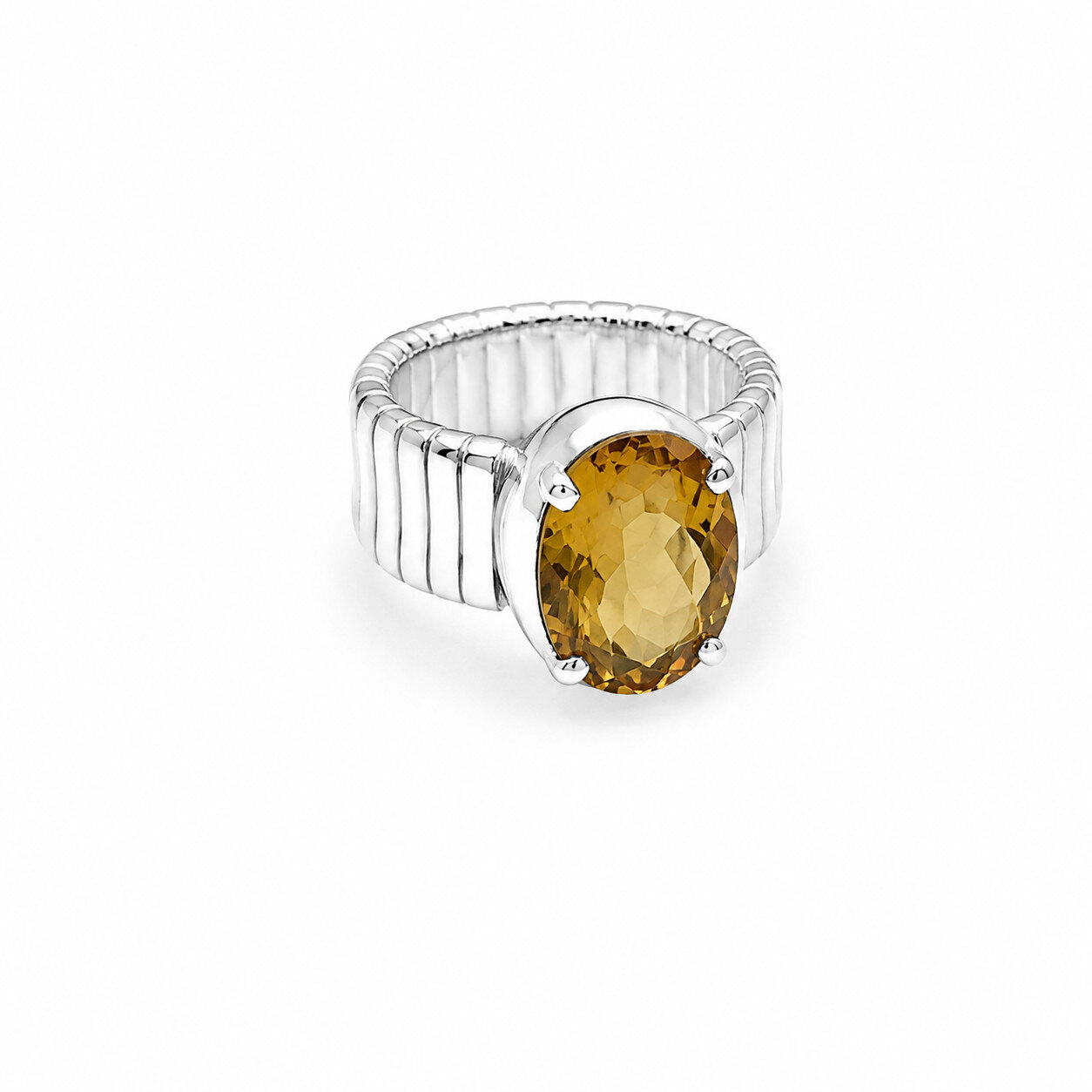Genuine Authentic Yellow Citrine 925 Sterling Silver Oval Ring US#7 3/4 – photo 3