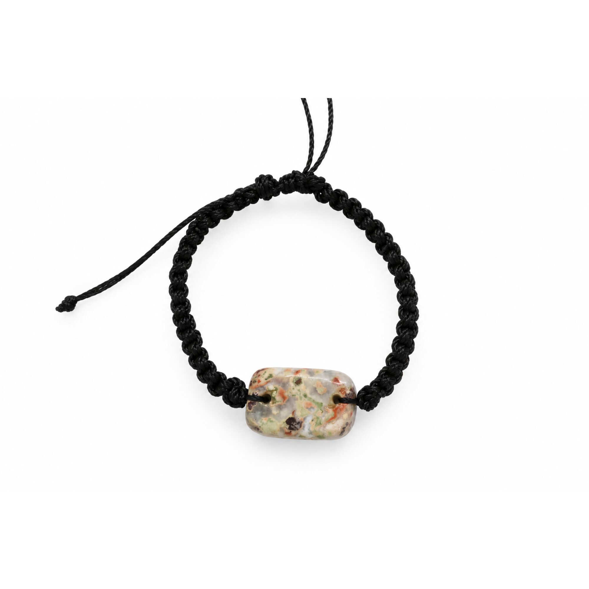 Artisan crafted red blue Dominican Larimar macrame bracelet 23mm – photo 2
