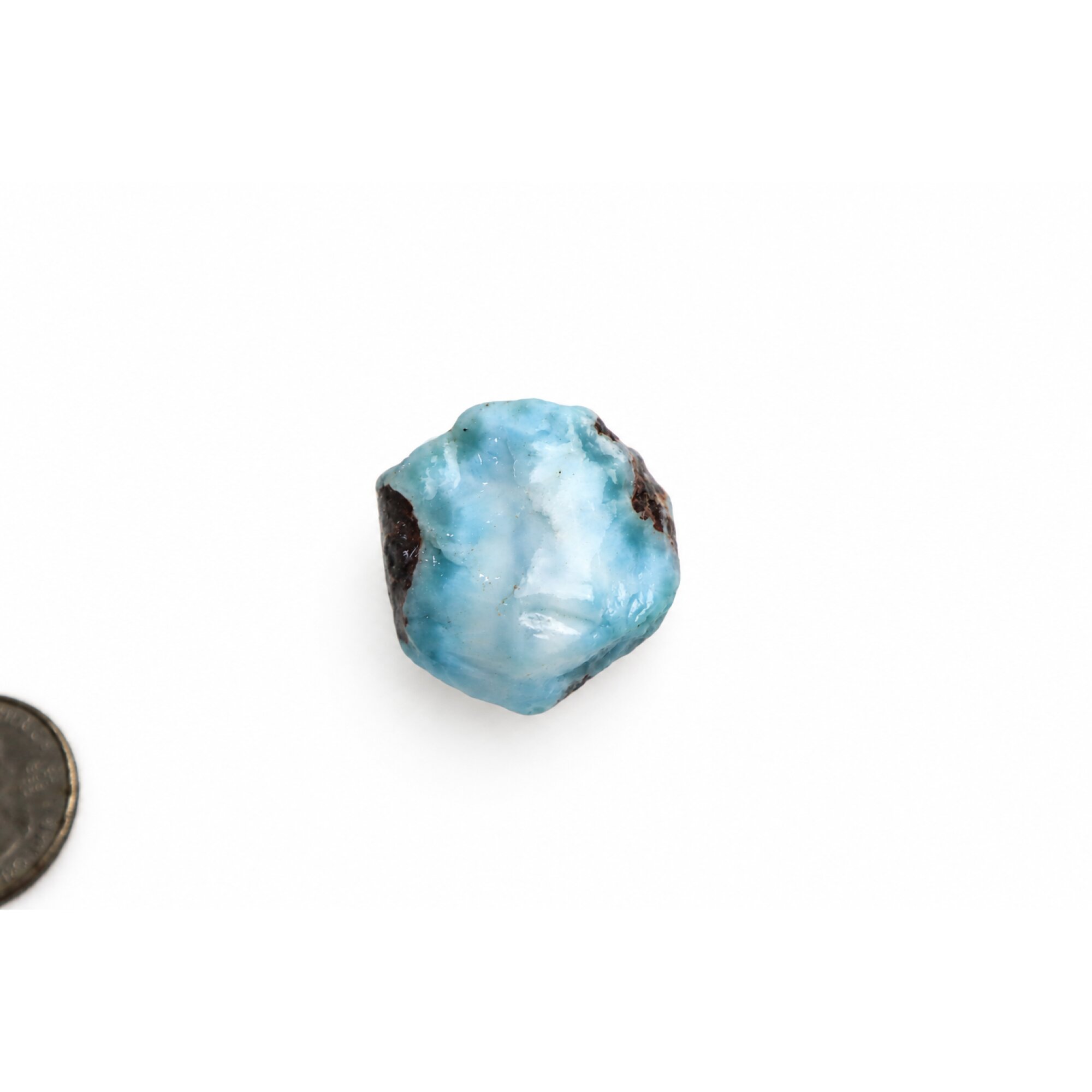 Pure natural sky blue rough Dominican Larimar 30mm – photo 2