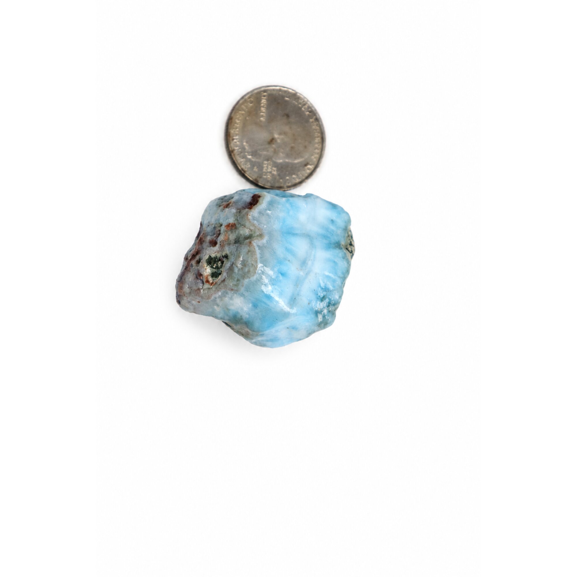 Nature created sky blue rough Dominican Larimar 34mm – photo 2