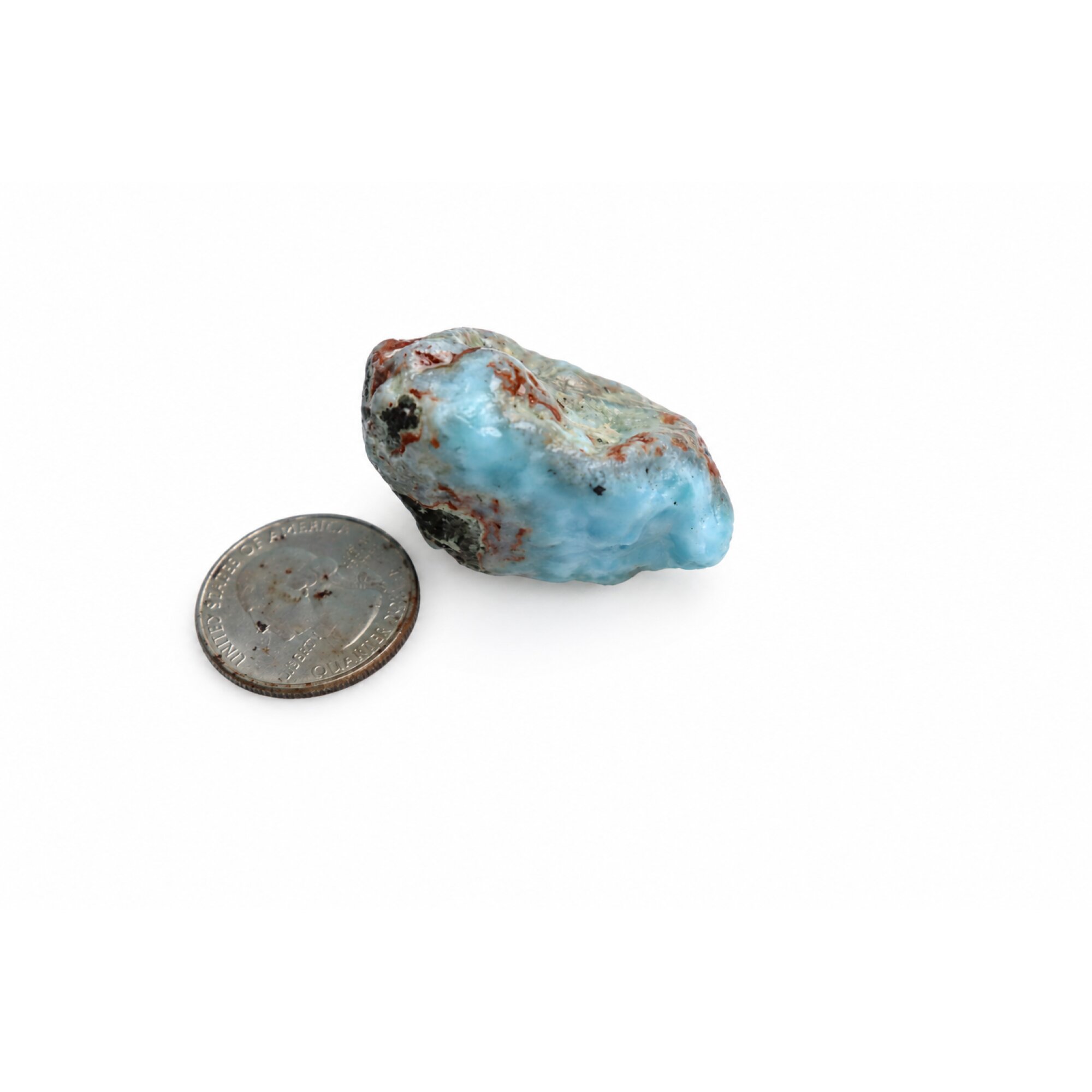 Pure natural sky blue rough Dominican Larimar 40mm – photo 4