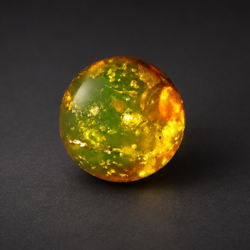 Pure natural orange green Dominican amber spheres/ball 22.5mm