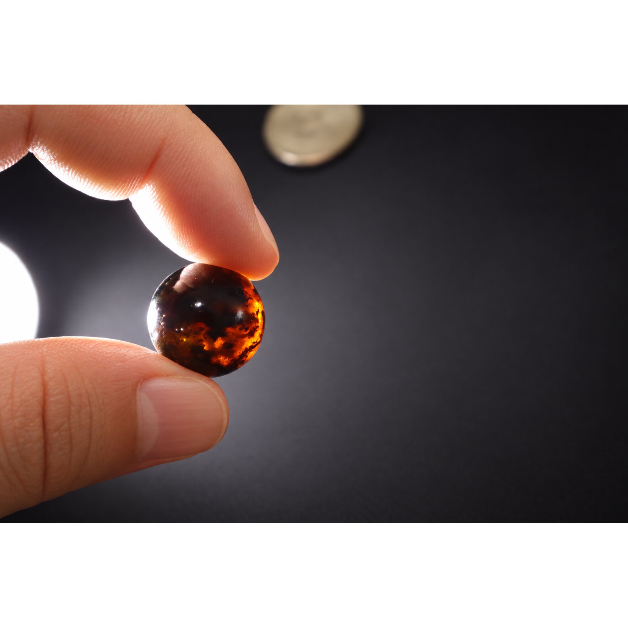Natural cognac blue Dominican amber sphere/ball 19mm – photo 2