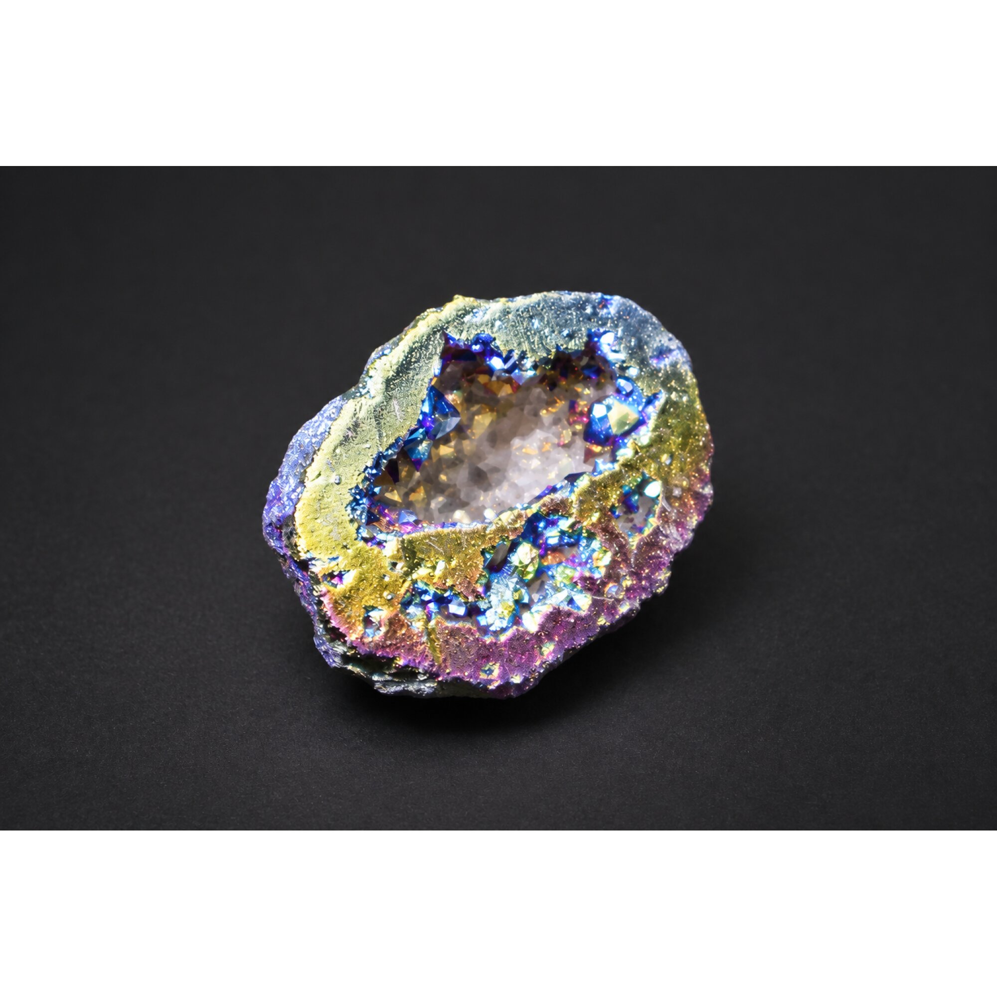 Genuine Rainbow pink titanium aura quartz druzy geode raw specimen 46mm – photo 3
