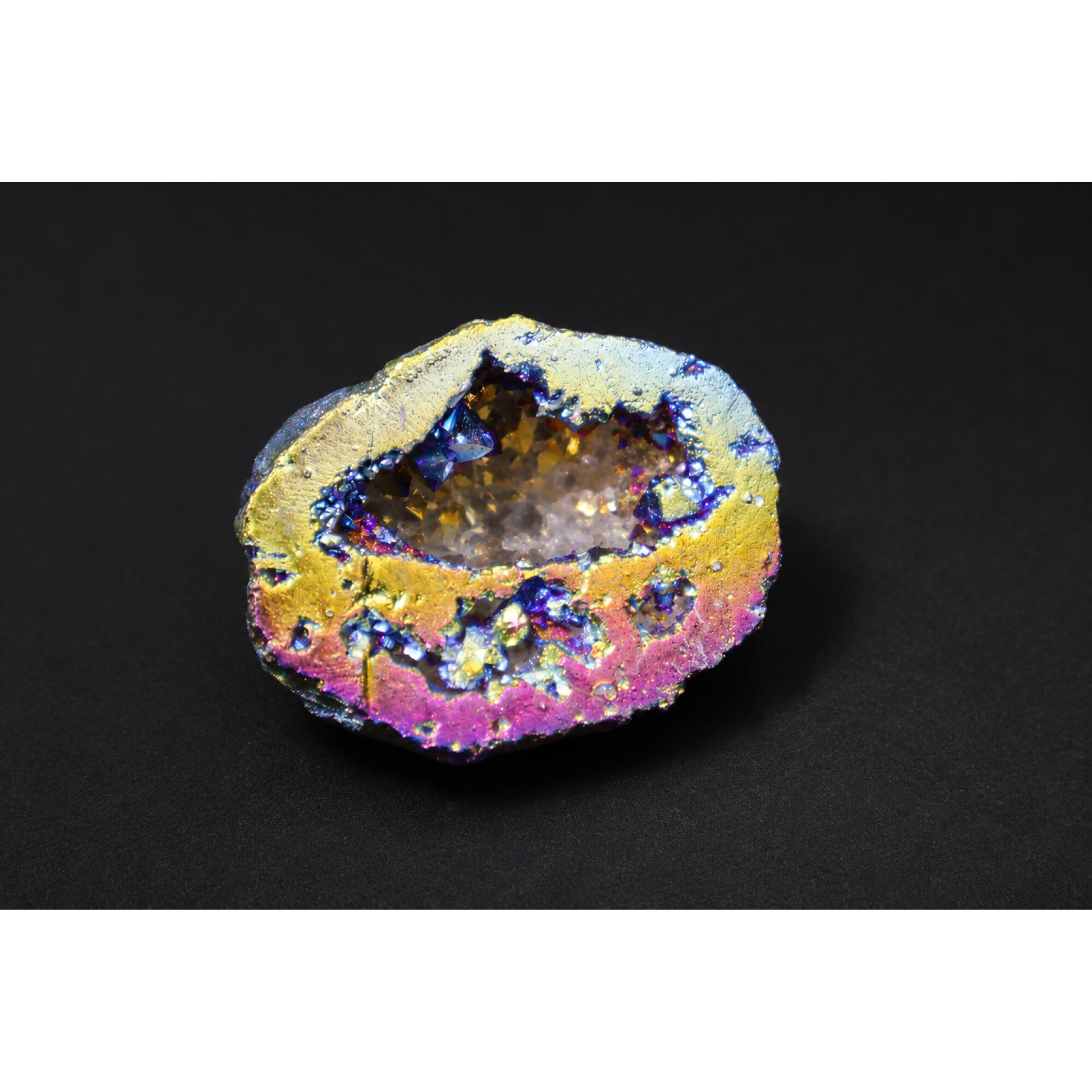 Genuine Rainbow pink titanium aura quartz druzy geode raw specimen 46mm – photo 4