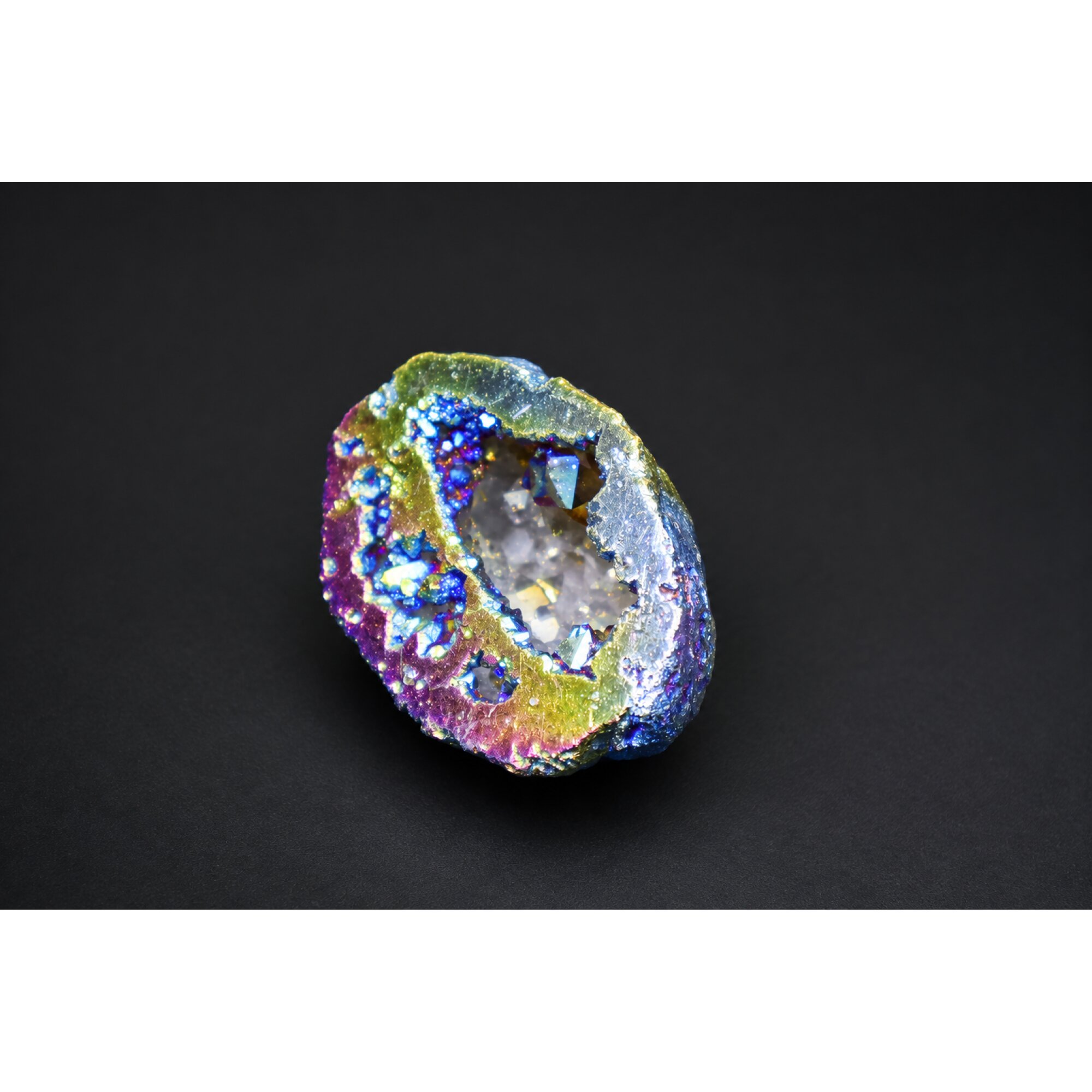 Genuine Rainbow pink titanium aura quartz druzy geode raw specimen 46mm – photo 9