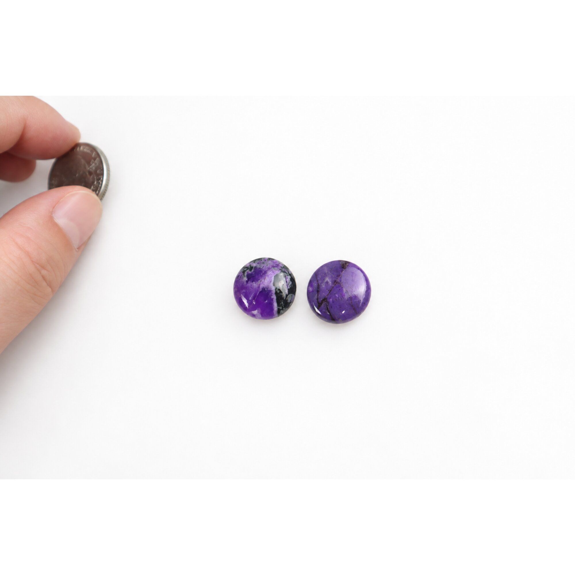Real purple sugilite matched pair 13.6mm – photo 3