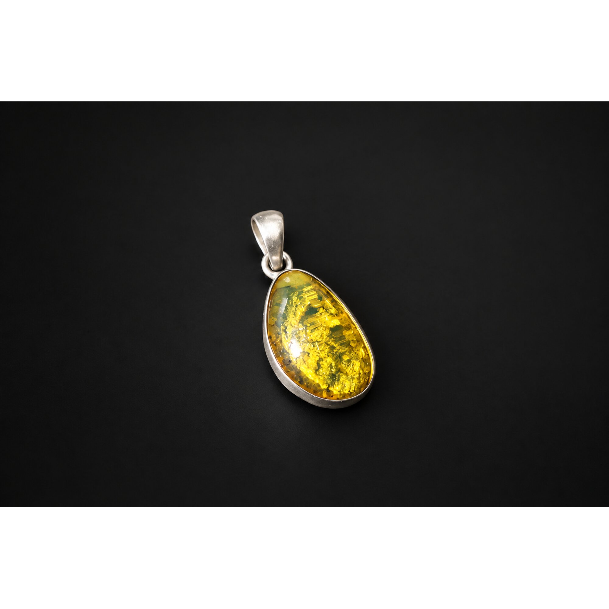 Handmade dark yellow Dominican amber sterling silver pendant 27mm – photo 3