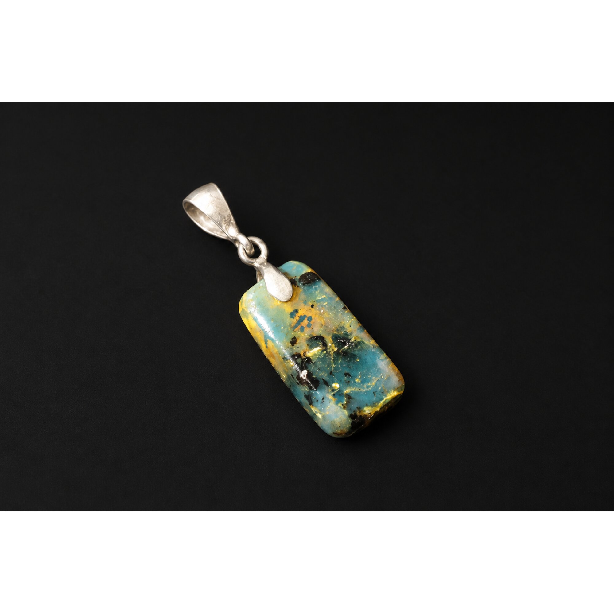 Artisan crafted dark yellow Dominican amber sterling silver pendant 33mm – photo 7