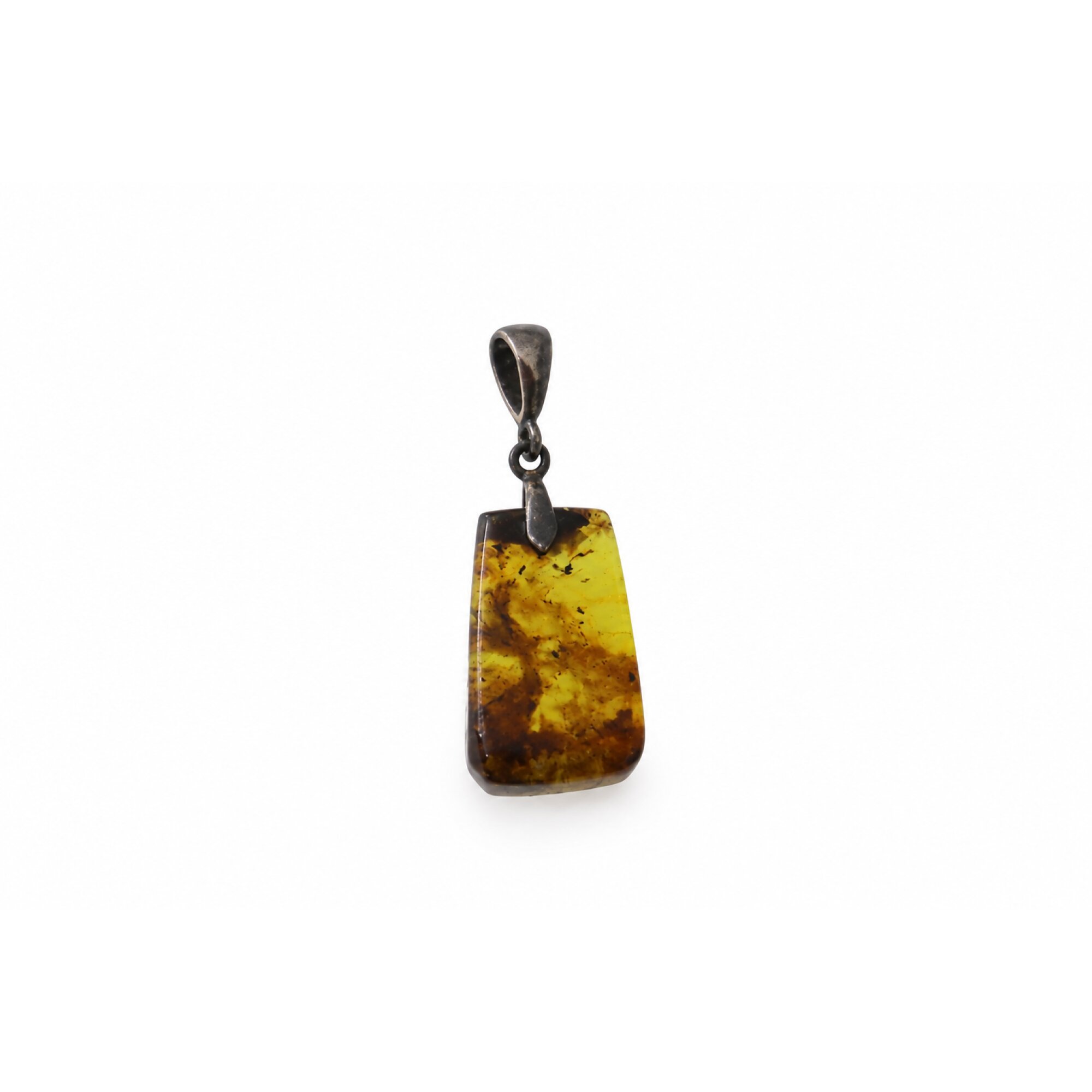 Hand finished royal blue Dominican amber sterling silver pendant 24mm – photo 2