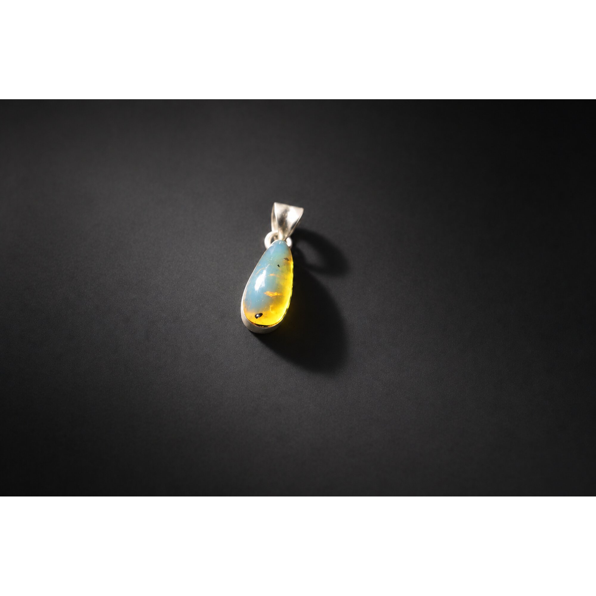 Handcrafted sky blue Dominican amber sterling silver pendant 27.5mm – photo 8