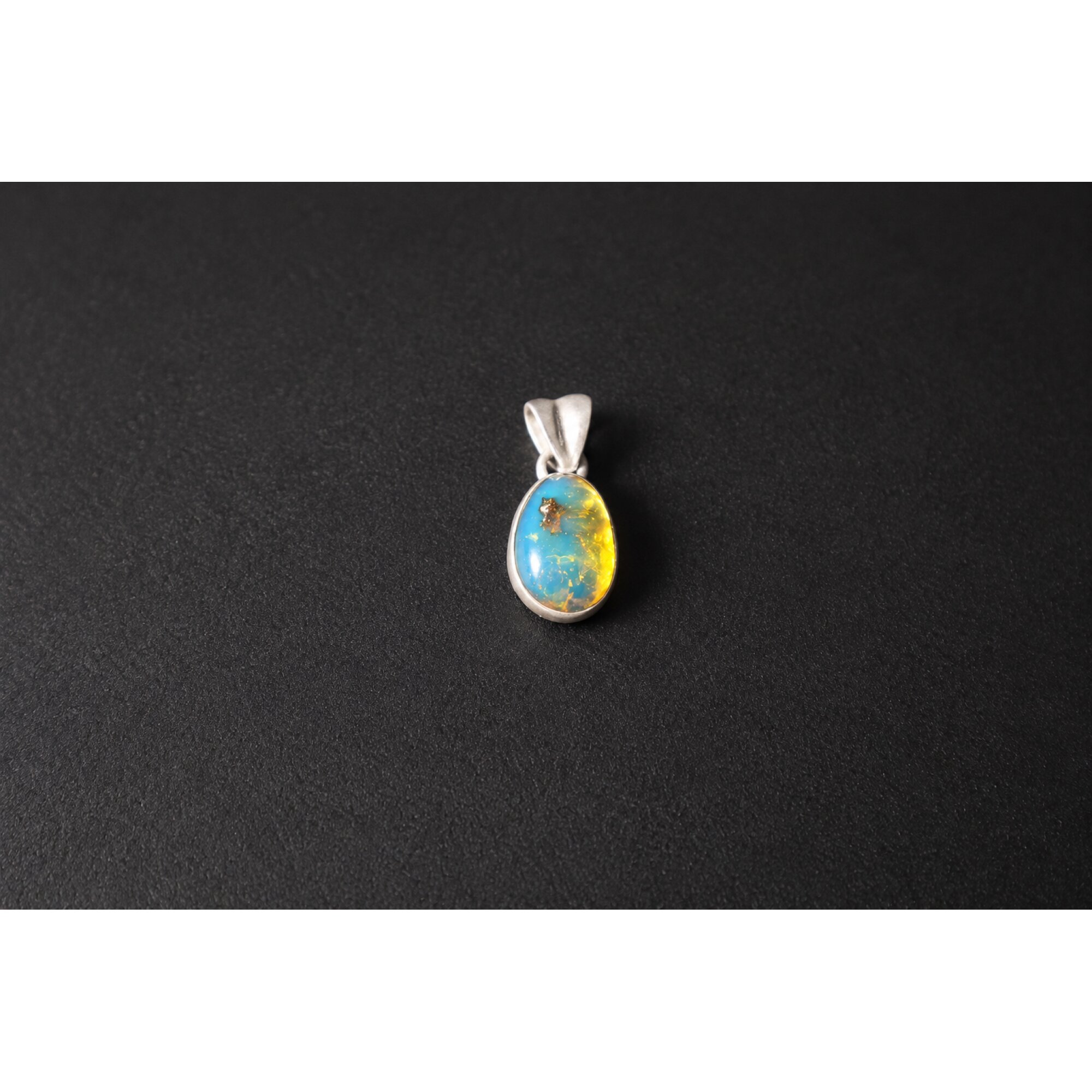 Handcrafted sky blue Dominican amber sterling silver pendant 24mm – photo 5
