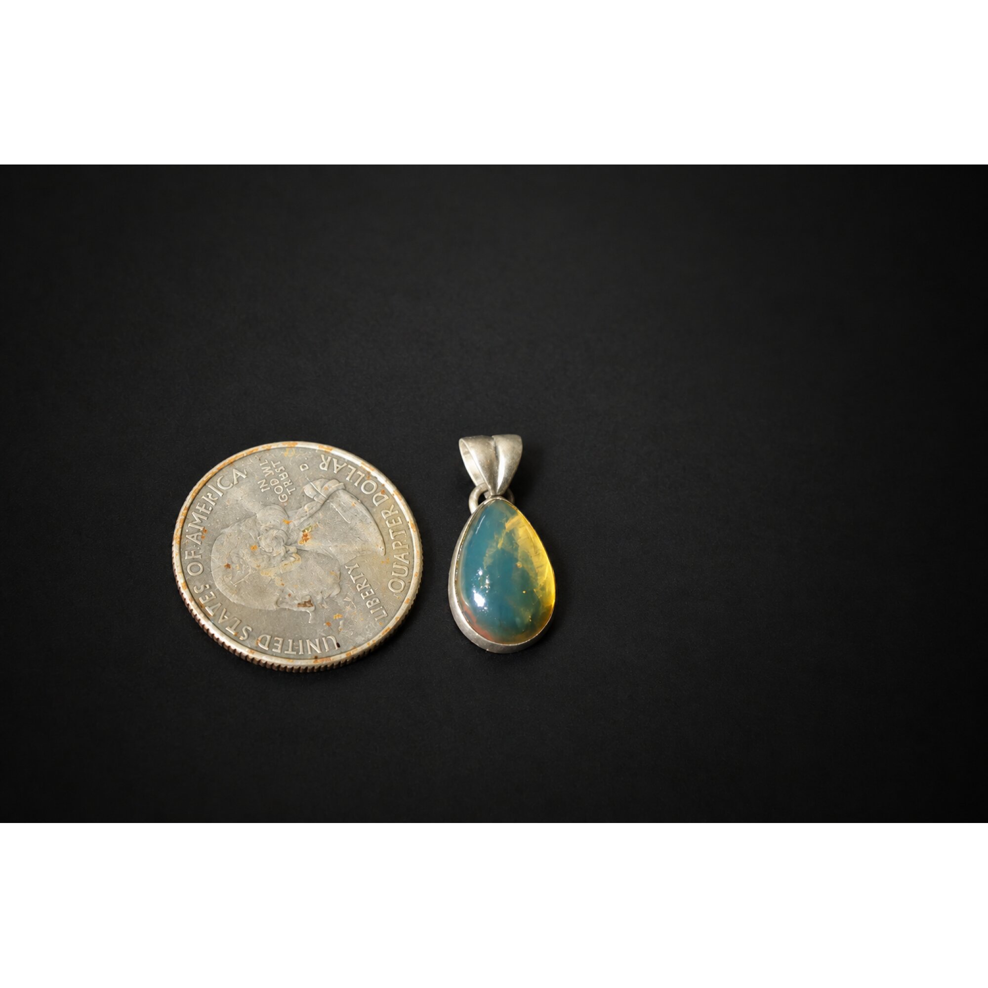 Master crafted sky blue Dominican amber sterling silver pendant 24mm – photo 5