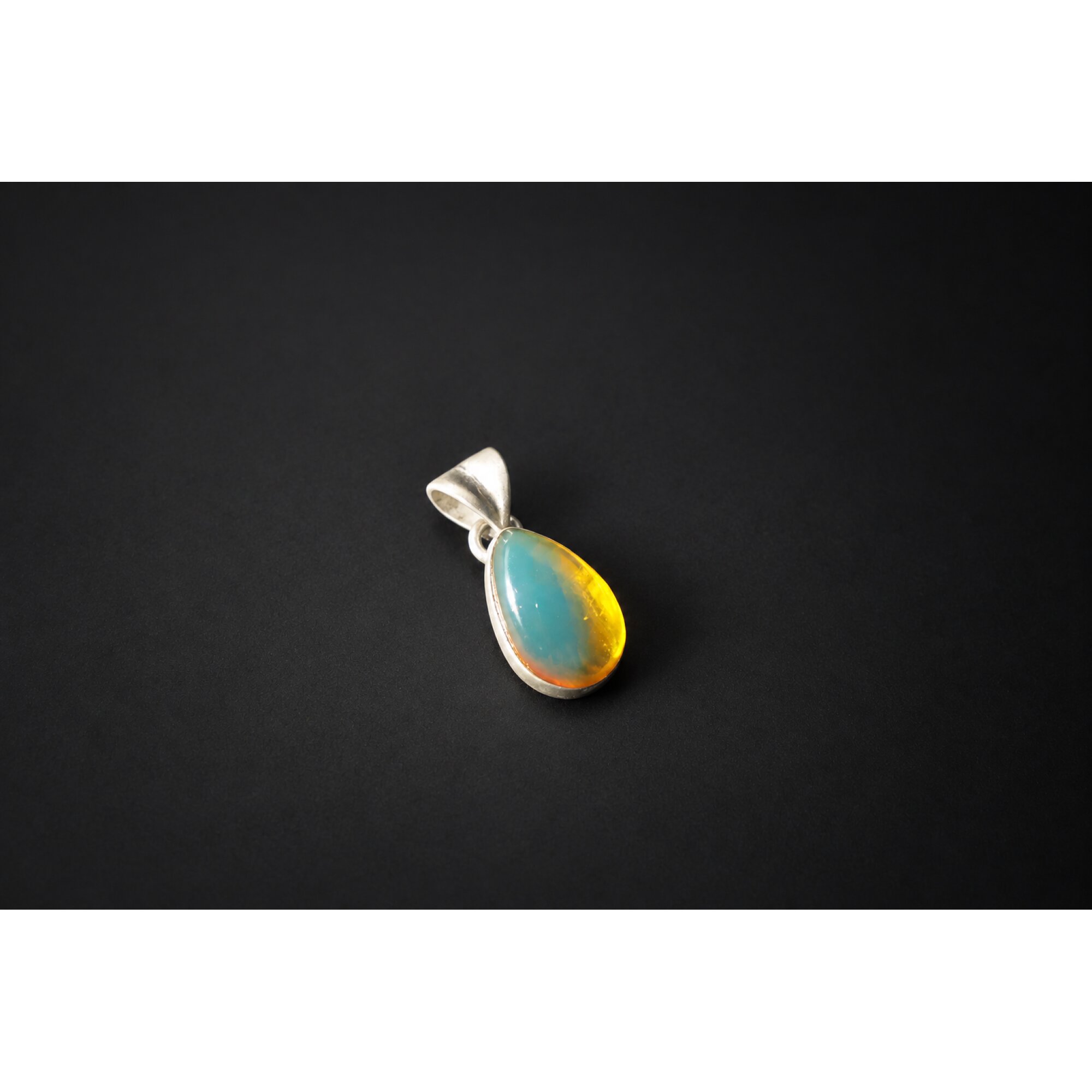 Master crafted sky blue Dominican amber sterling silver pendant 24mm – photo 7