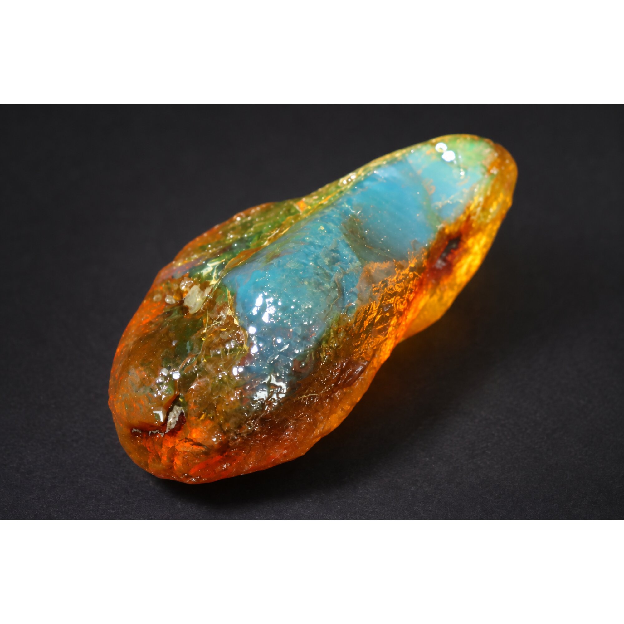 Genuine orange blue rough specimen Dominican amber 53mm – photo 3