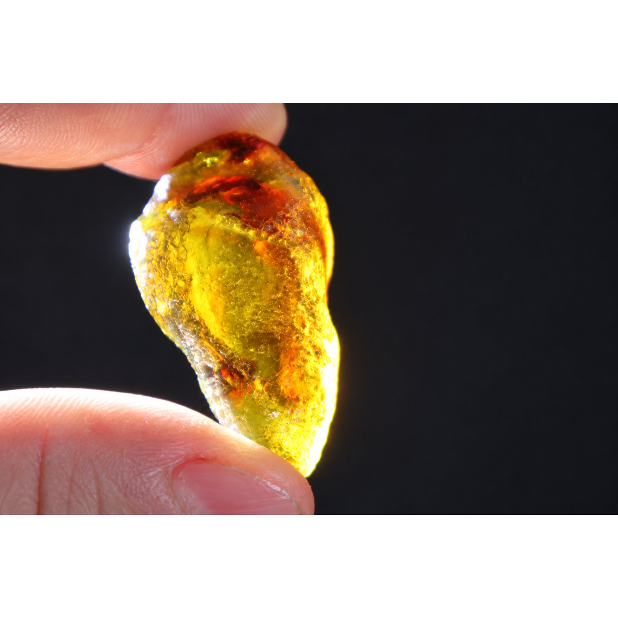 Genuine orange blue rough specimen Dominican amber 53mm – photo 7