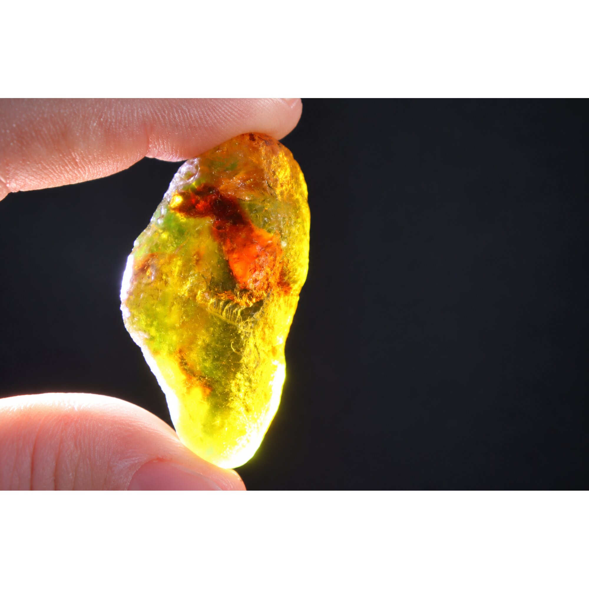 Genuine orange blue rough specimen Dominican amber 53mm – photo 19
