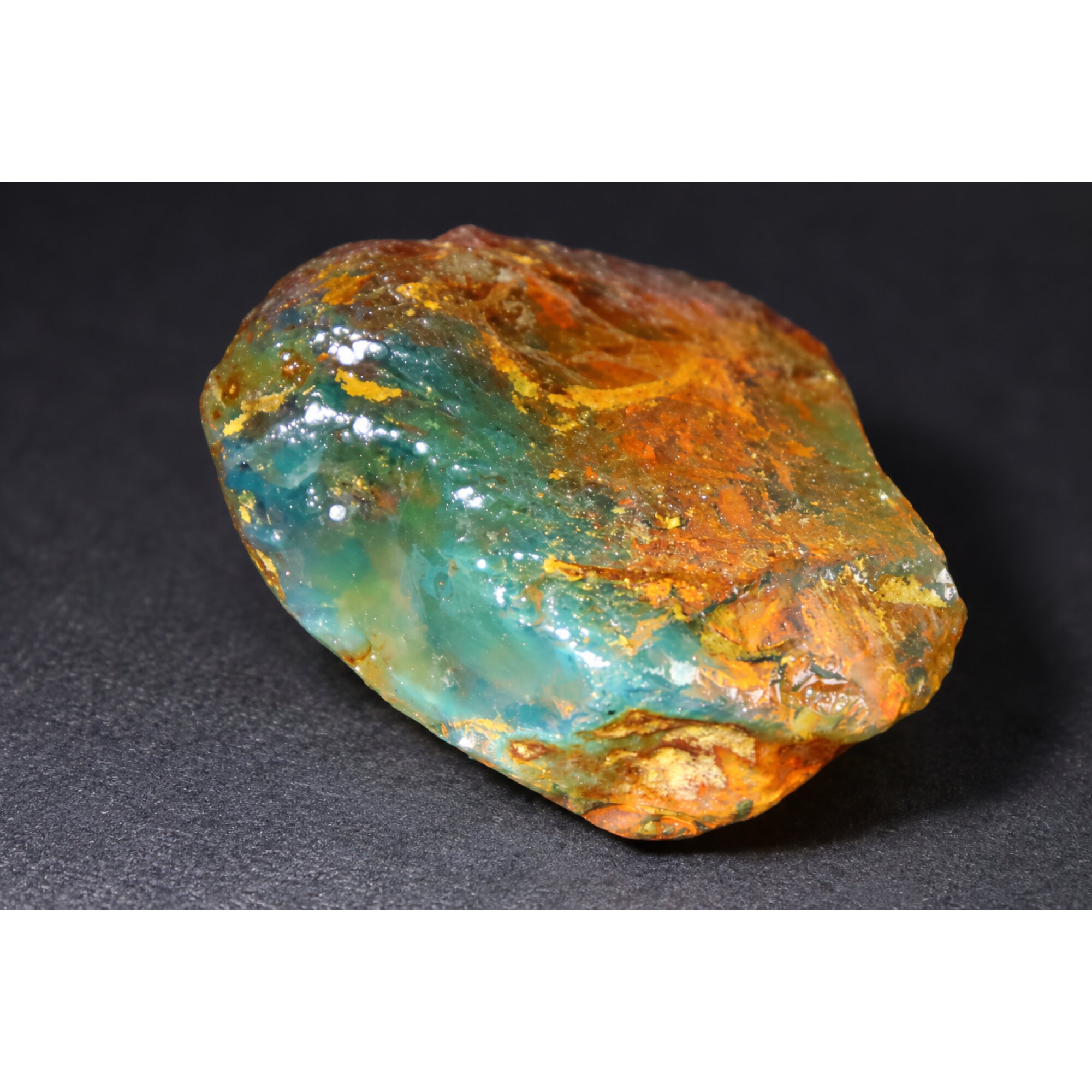 Real orange blue rough specimen Dominican amber 44mm – photo 11