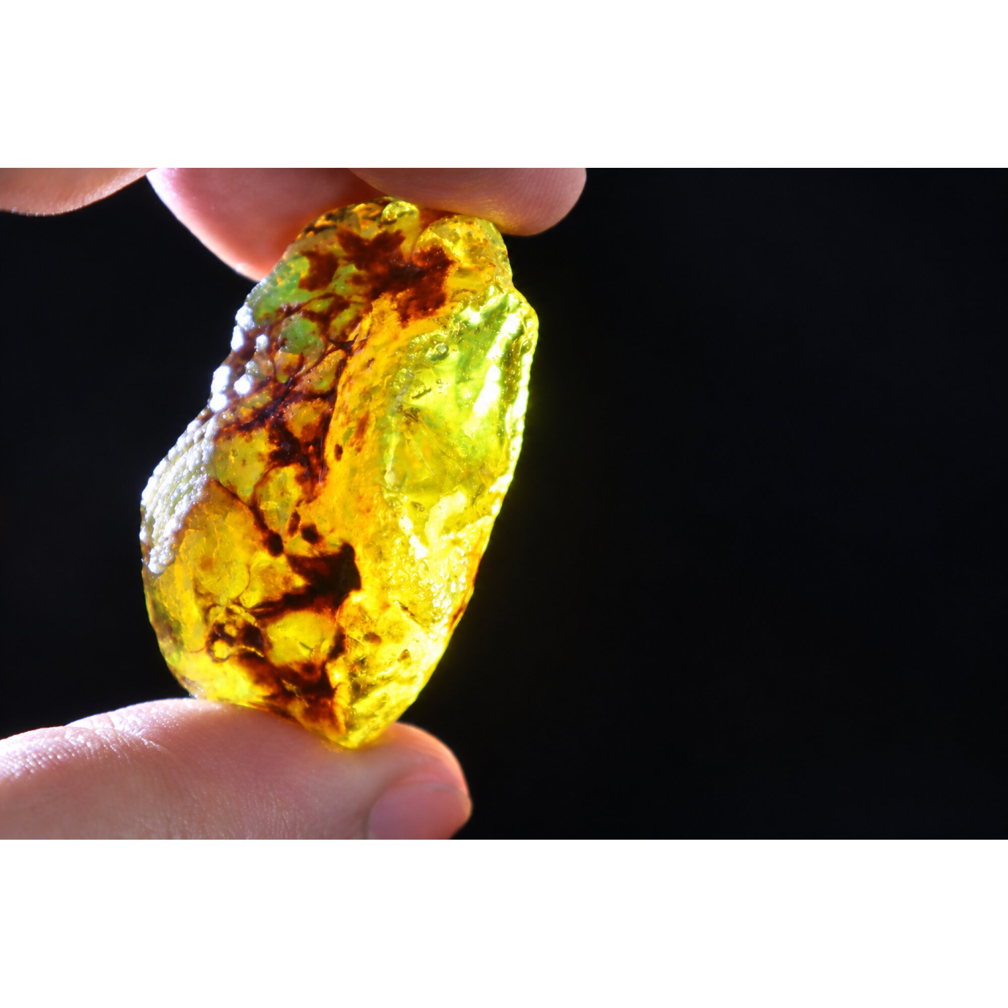 Real orange blue rough specimen Dominican amber 44mm – photo 17