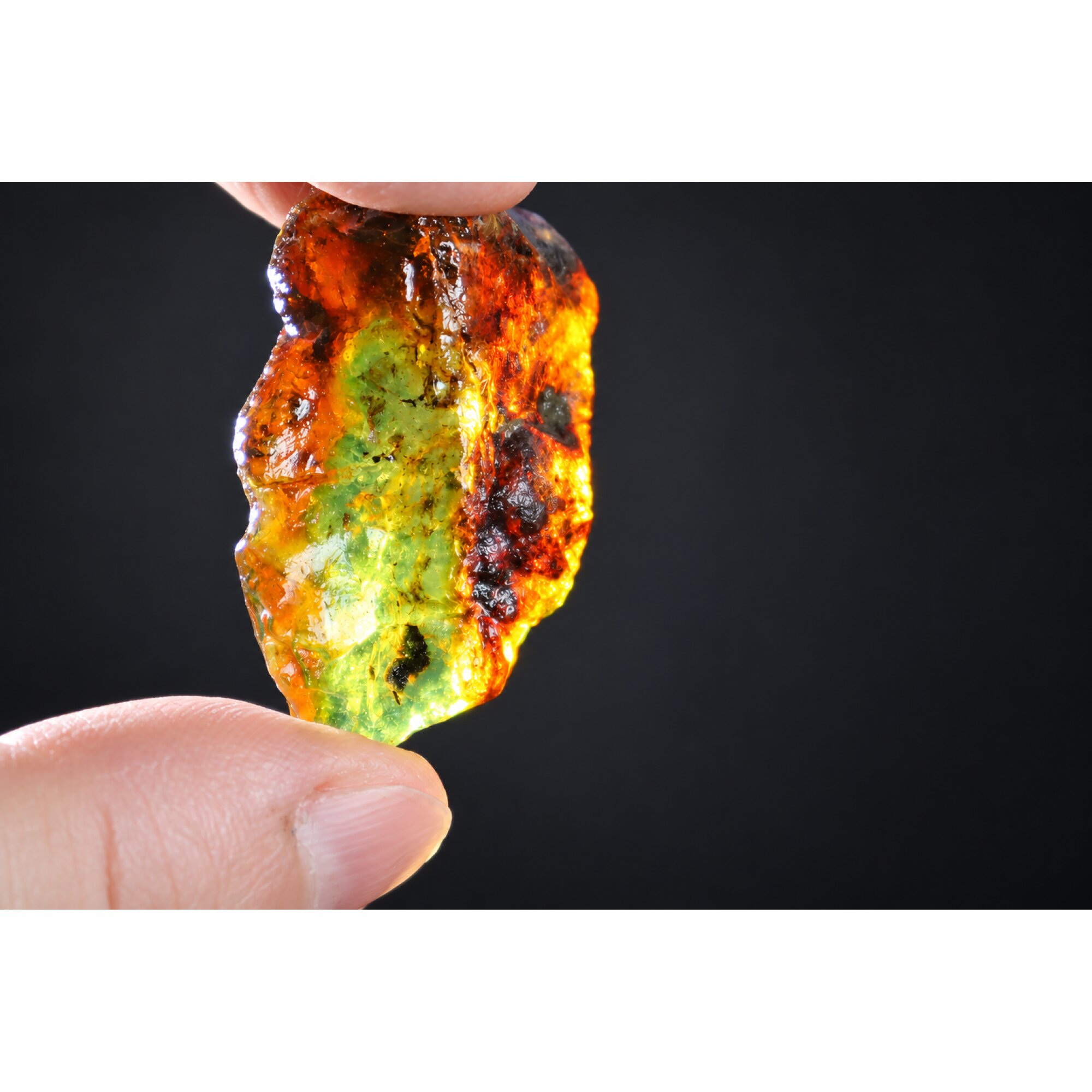 Genuine deep blue rough specimen Dominican amber 45mm – photo 15