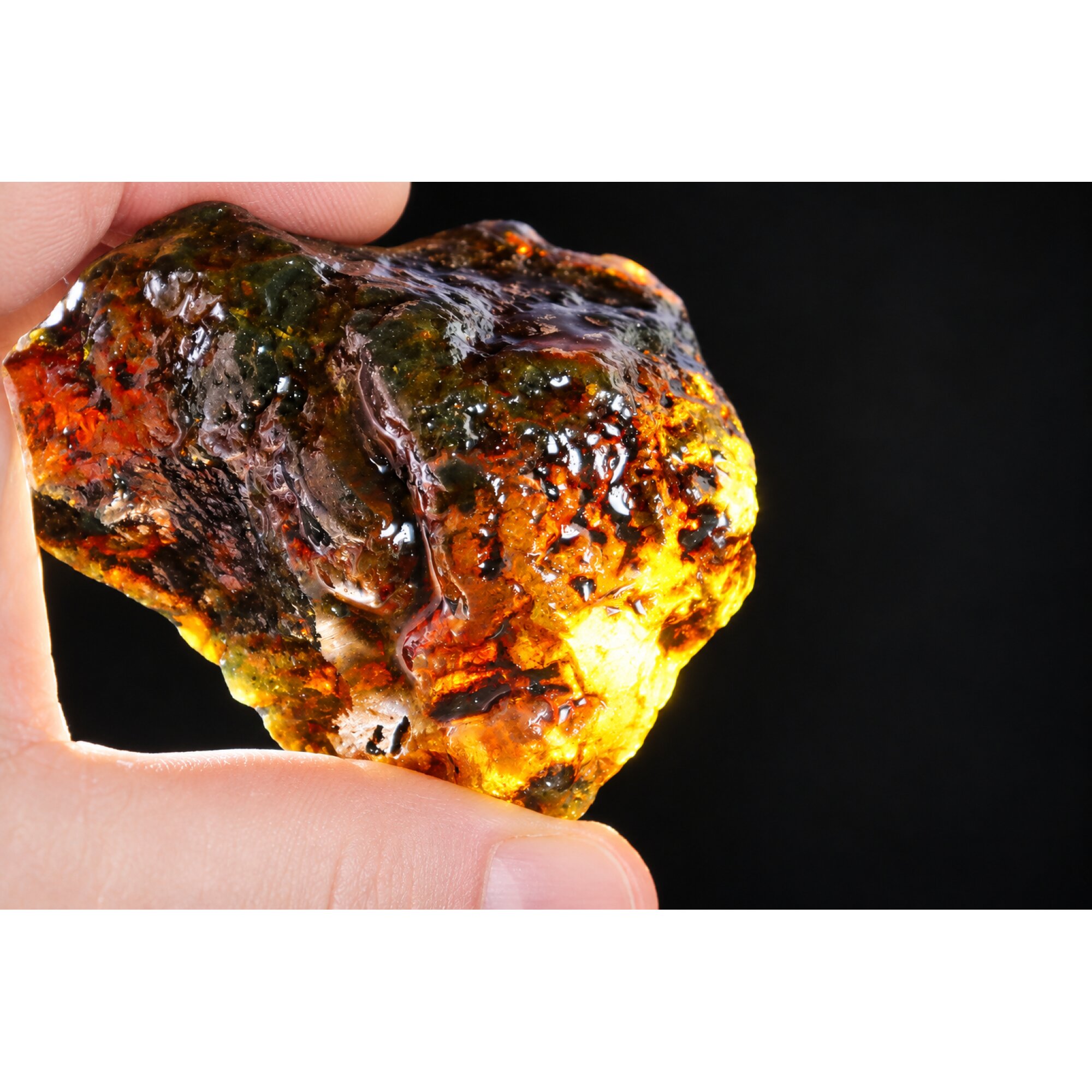 Authentic deep green blue rough specimen Dominican amber 60mm – photo 17