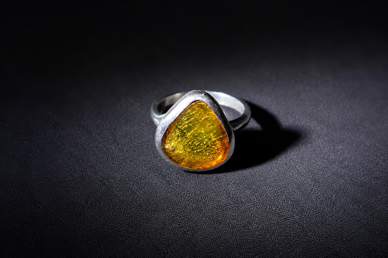 Fine Rare Yellow Amber 925 Sterling Silver Ring US#5.5 free resize – photo 4
