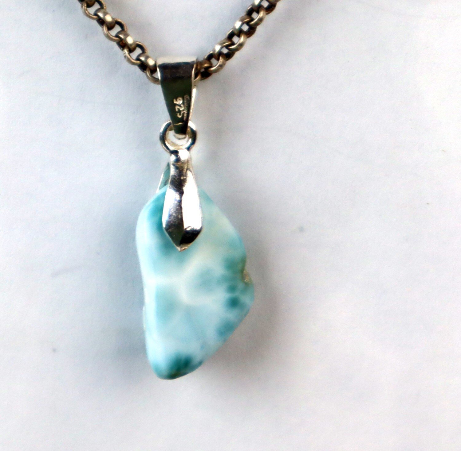1.3 Inch 2.9g Genuine Dominican Ocean Blue LARIMAR Pendant 925 STERLING SILVER – photo 5