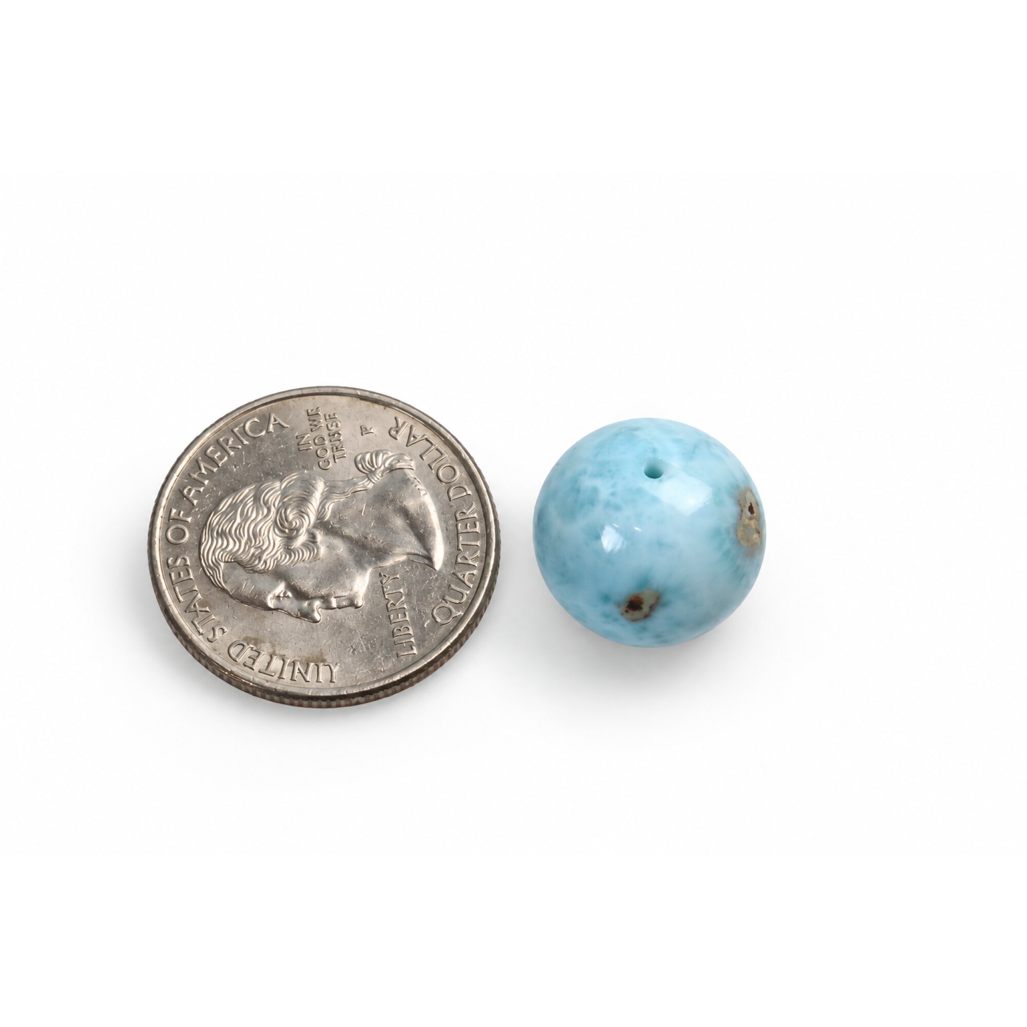 Genuine sky blue Dominican Larimar bead 15.8mm – photo 2