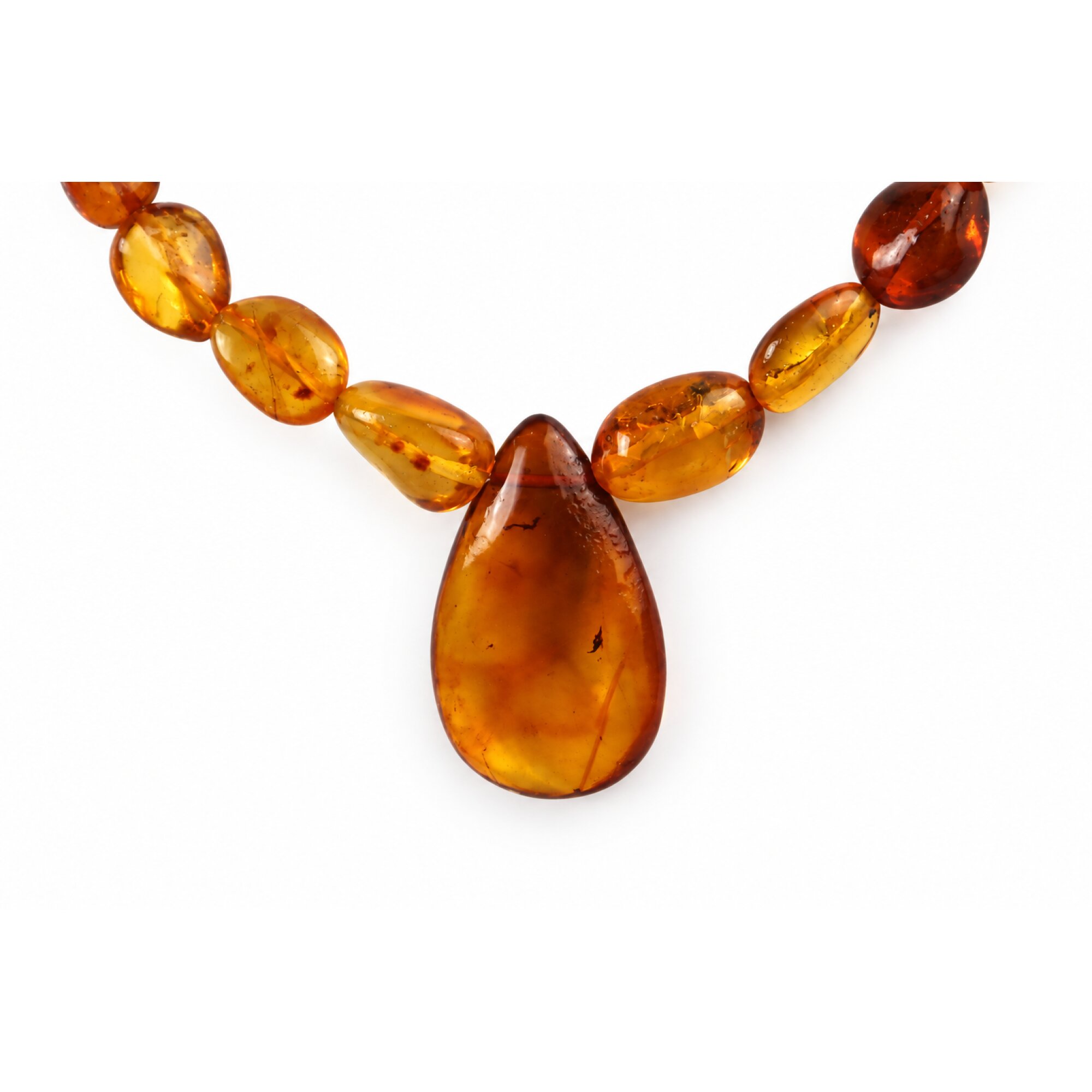 Genuine green orange Dominican amber sterling silver necklace 19.3in – photo 5