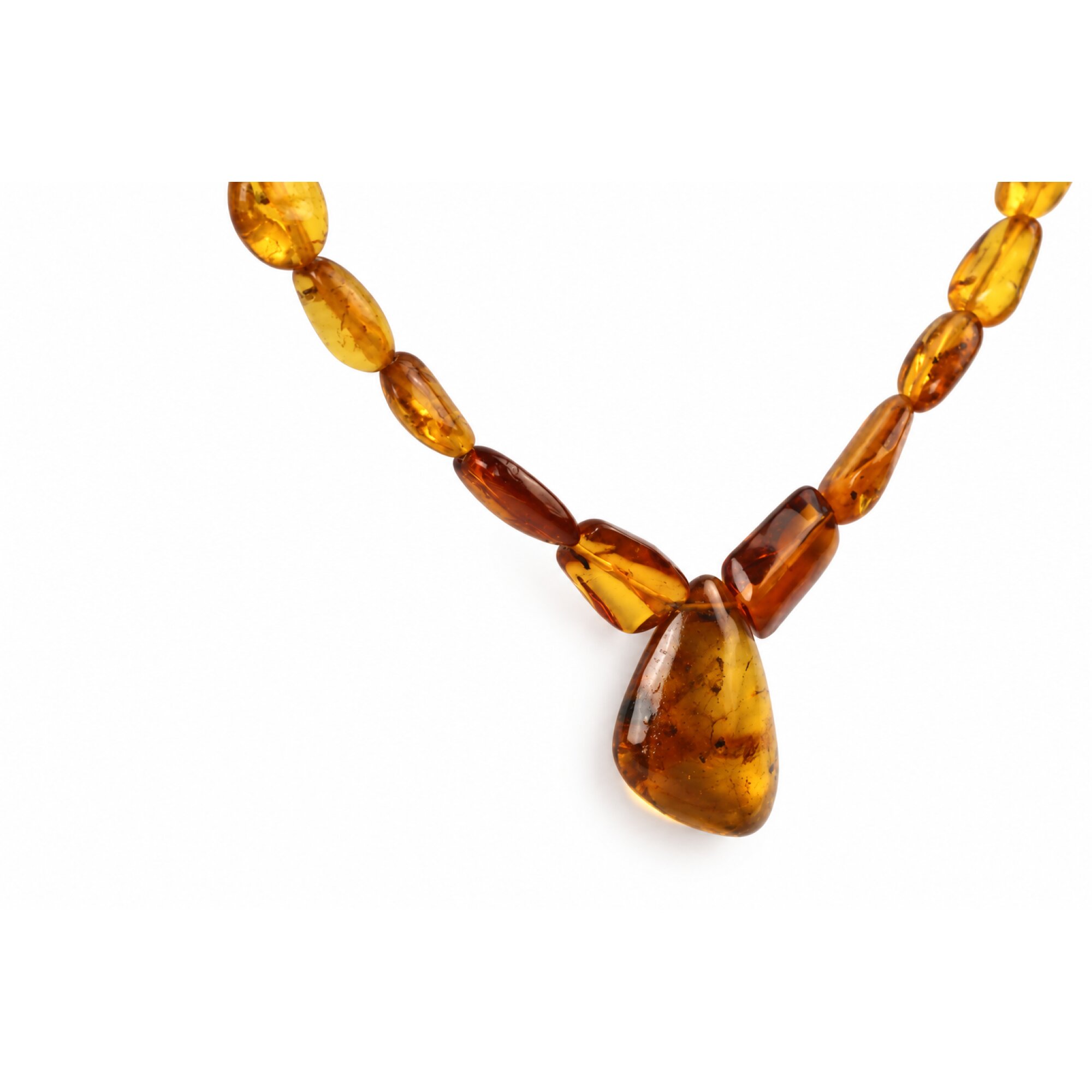 Real green orange Dominican amber sterling silver necklace 18.9in – photo 7