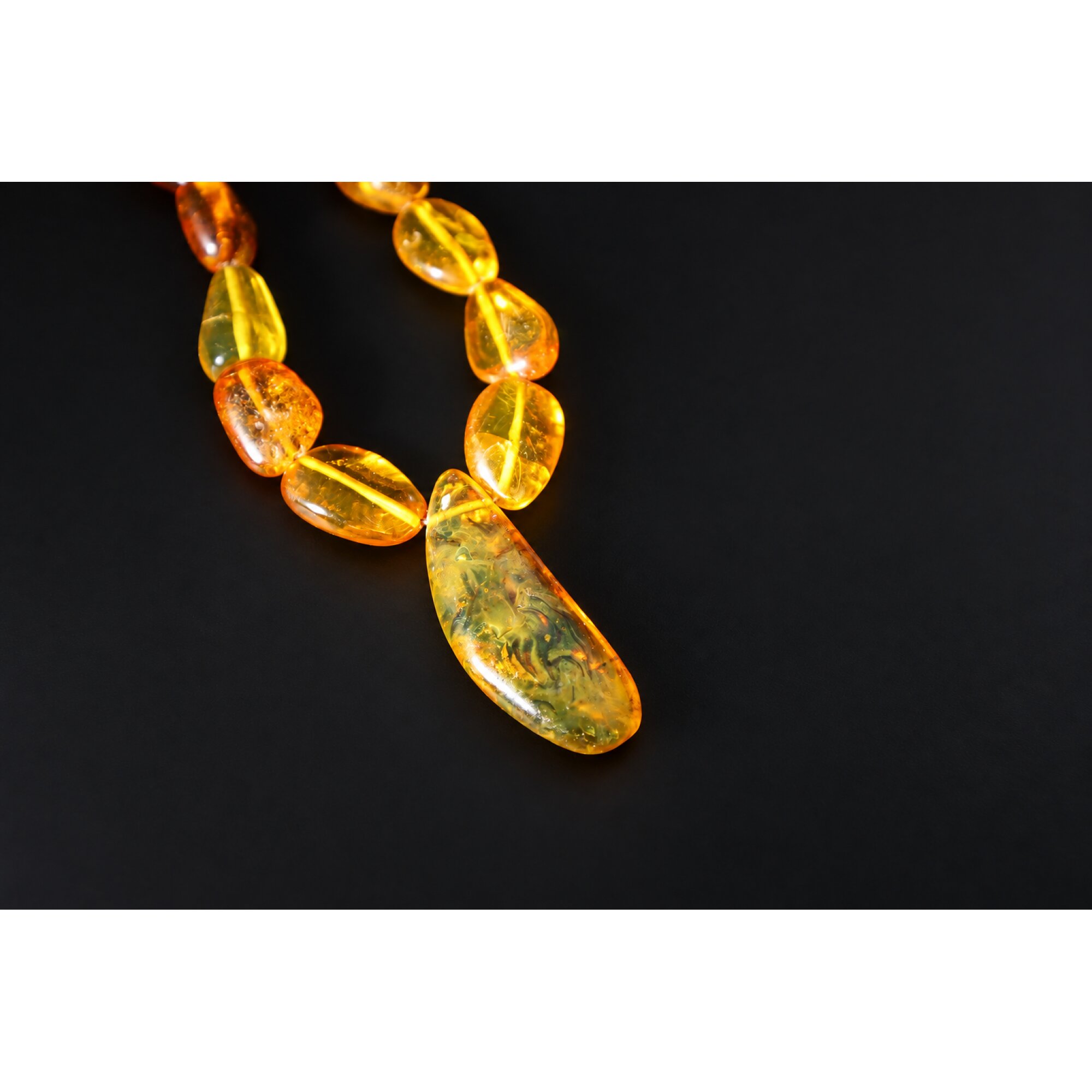 Boutique crafted green red Dominican amber sterling silver necklace 19.7in – photo 6