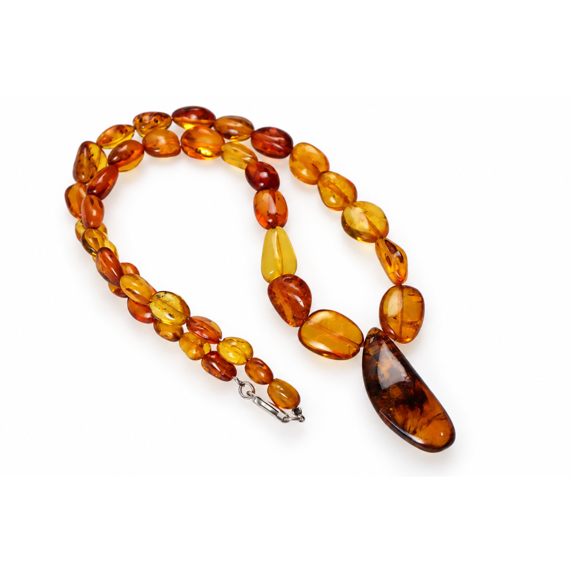 Boutique crafted green red Dominican amber sterling silver necklace 19.7in – photo 9