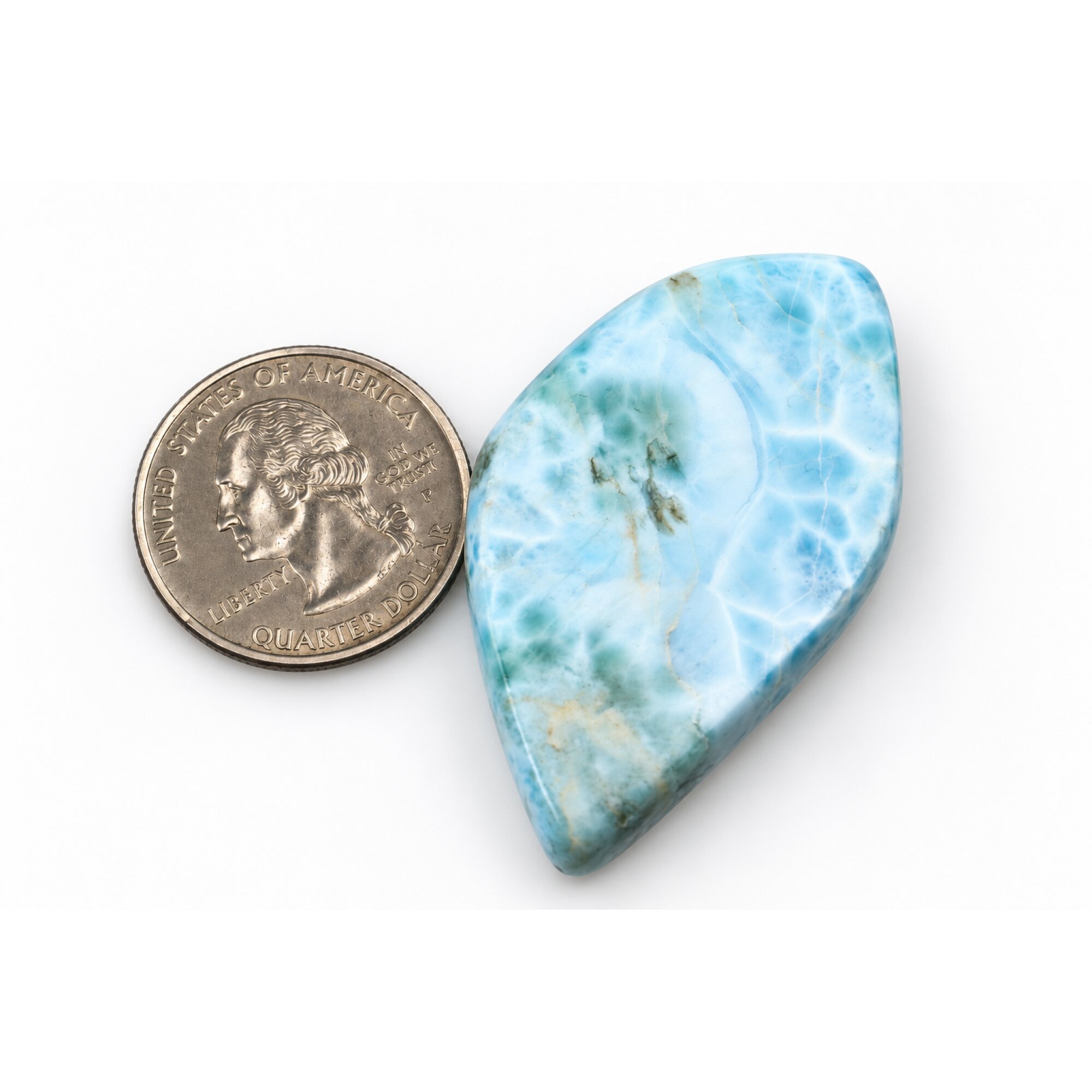 Authentic sea blue Dominican Larimar cabochon 48mm – photo 2