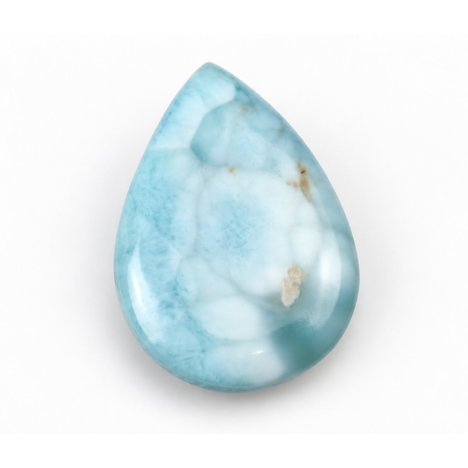 Expertly crafted sky blue polished Dominican Larimar 45mm